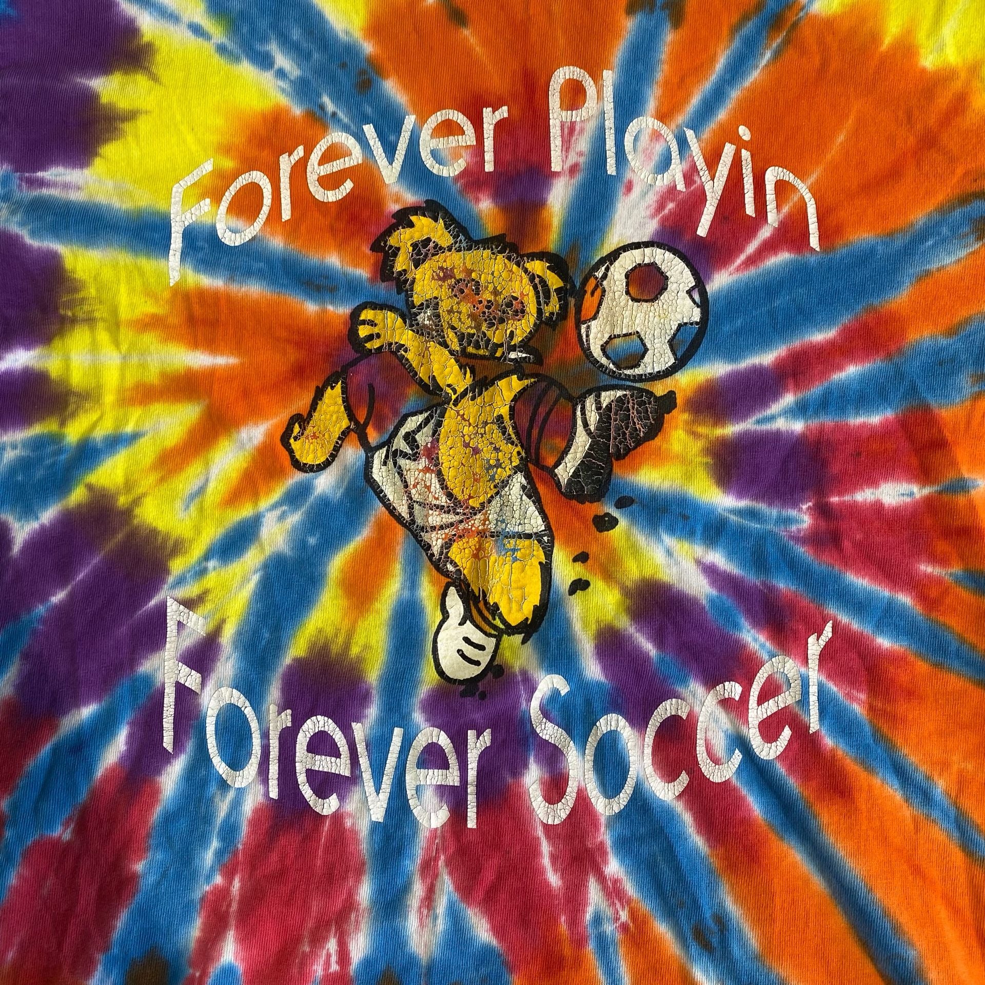 Vindage Grateful Dead Forever Playin Forever Soccer Bear Tie Dye T-Shirt 5