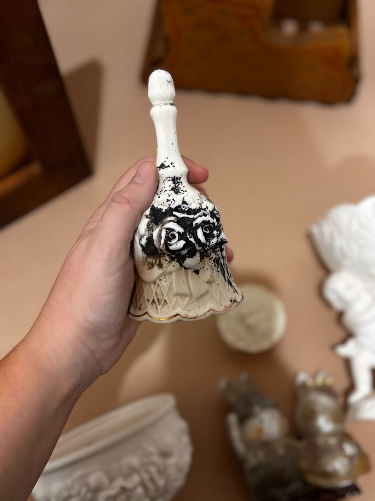 Vintage Ceramic Cherub Decor Lot White Figurine Bowl Bell Vase 2