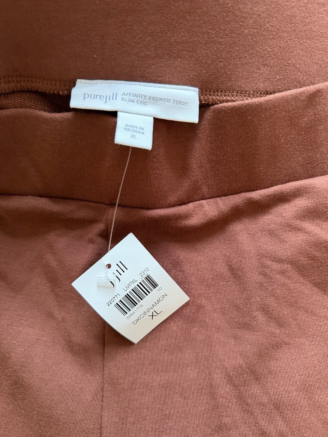 NWT J.Jill Affinity French Terry Slim Leg Pants Size XL Brown 6