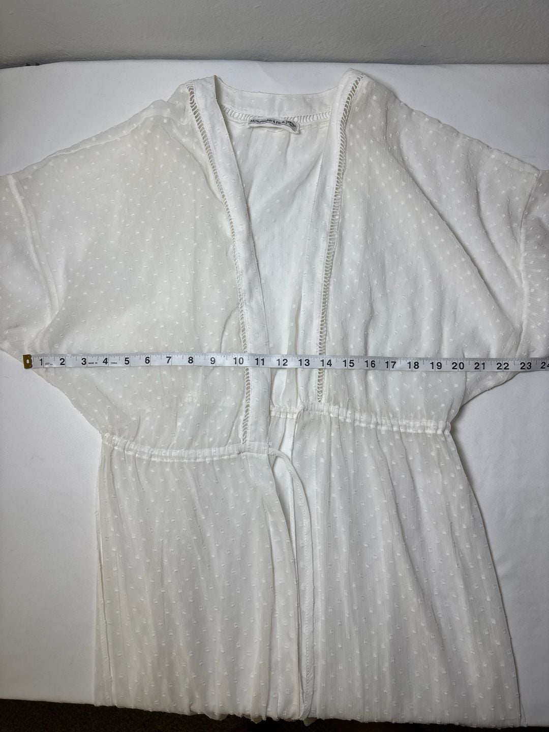 Abercrombie & Fitch Kimono Cover-Up One Size White Dot Sheer Maxi Robe 7