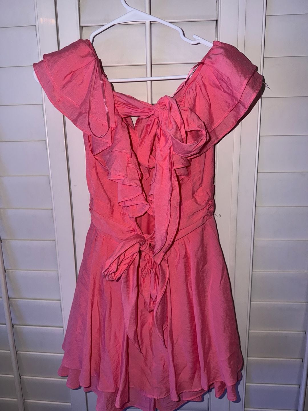 Mustard Seed Ruffle Romper Size S Pink Tie Back Button Front 4