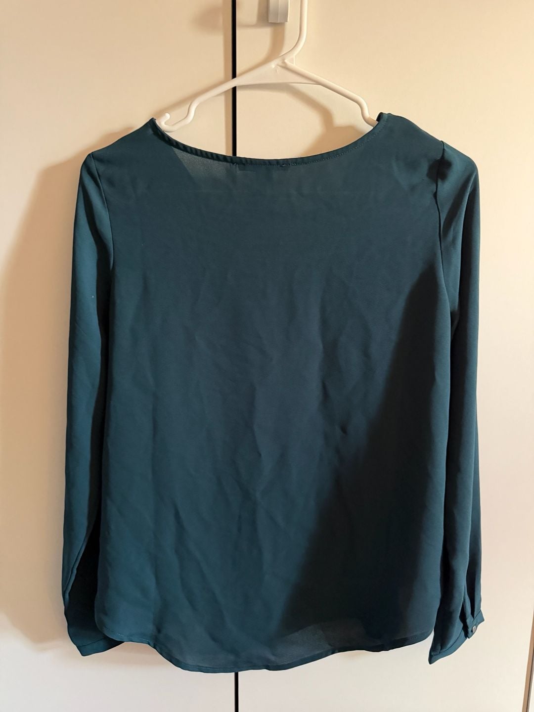 Forever 21 Hunter Green Chiffon Keyhole Blouse 5