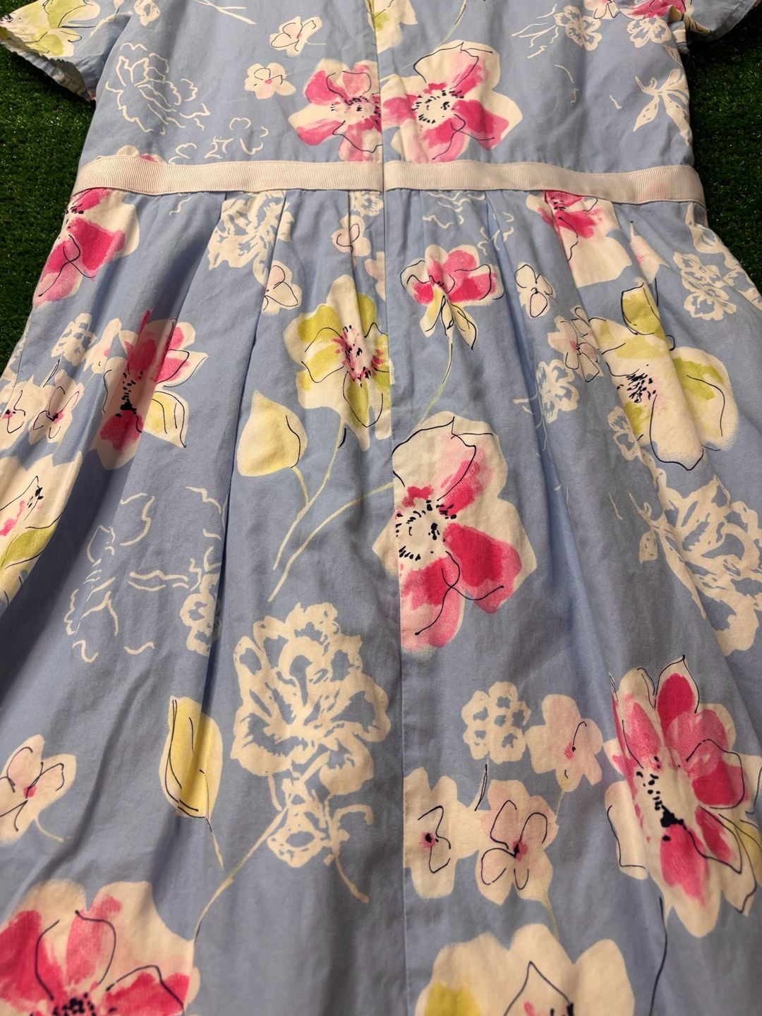 Hanna Andersson Floral Dress Size 150 Blue Short Sleeve Bow 8