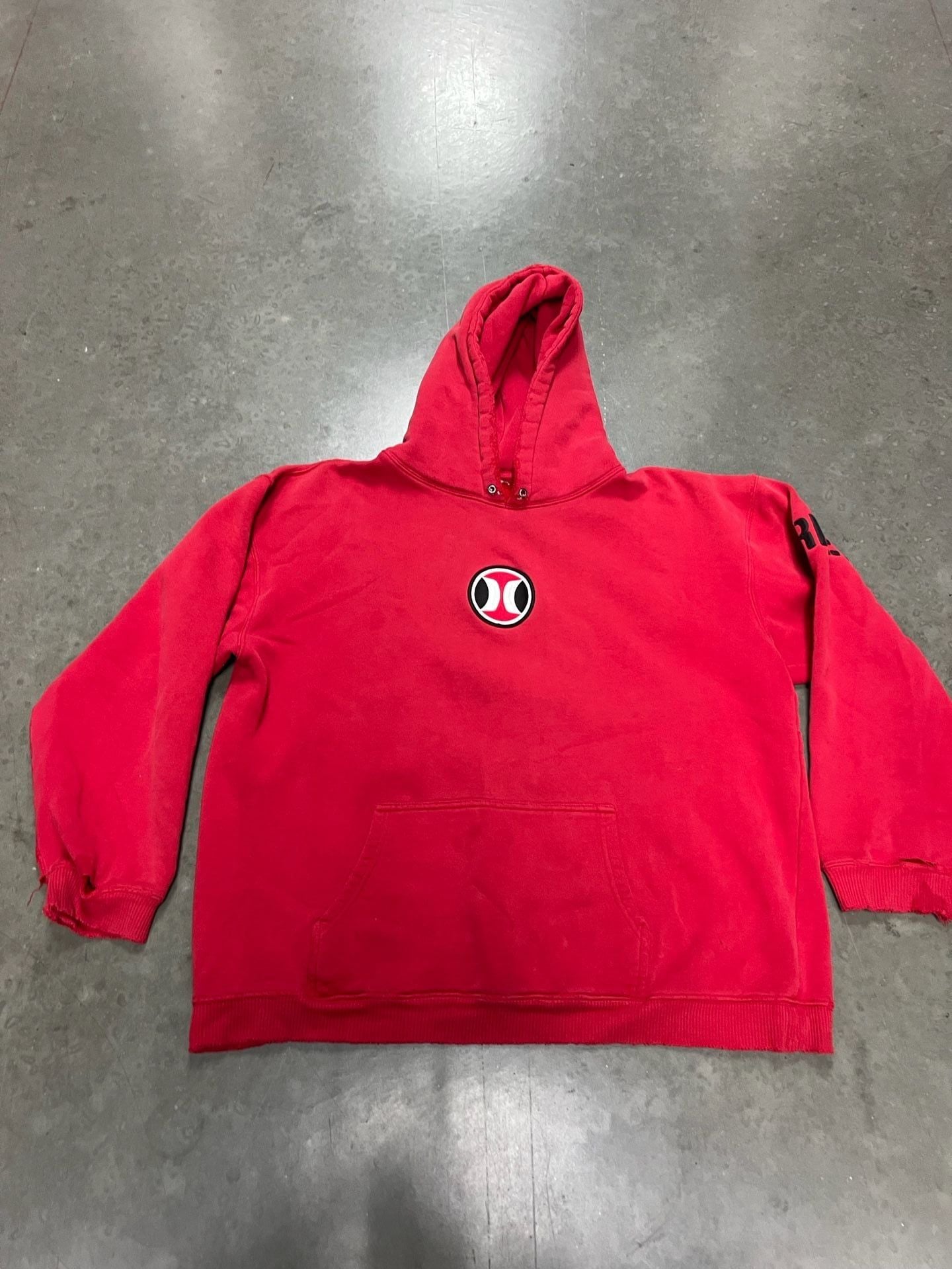 Hurley Red Pullover Hoodie Distressed 2