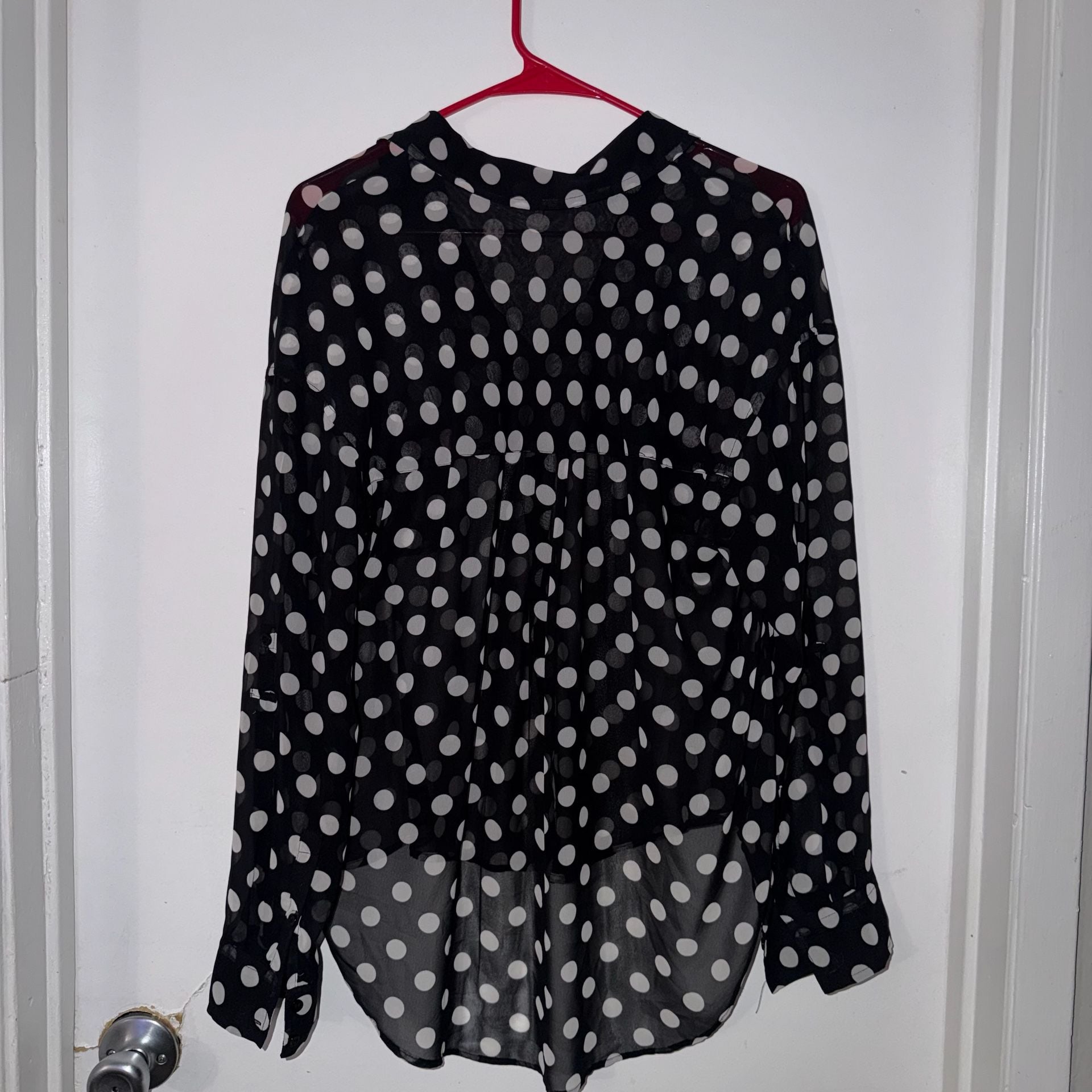 Free People Polka Dot Easy Rider Button Down Blouse Size S 4