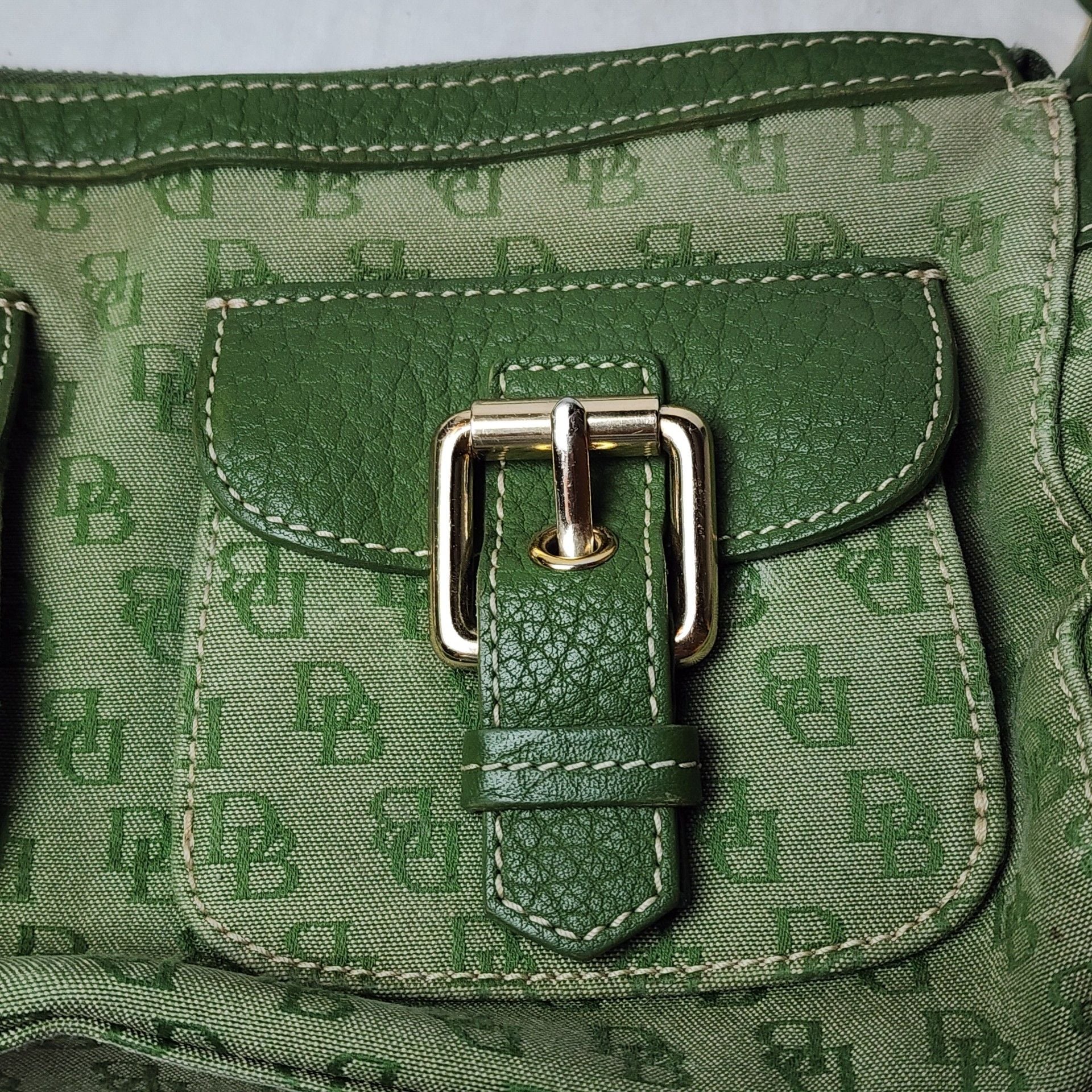 Dooney & Bourke Y2K Signature DB Monogram Double Pocket Shoulder Bag – Green 7