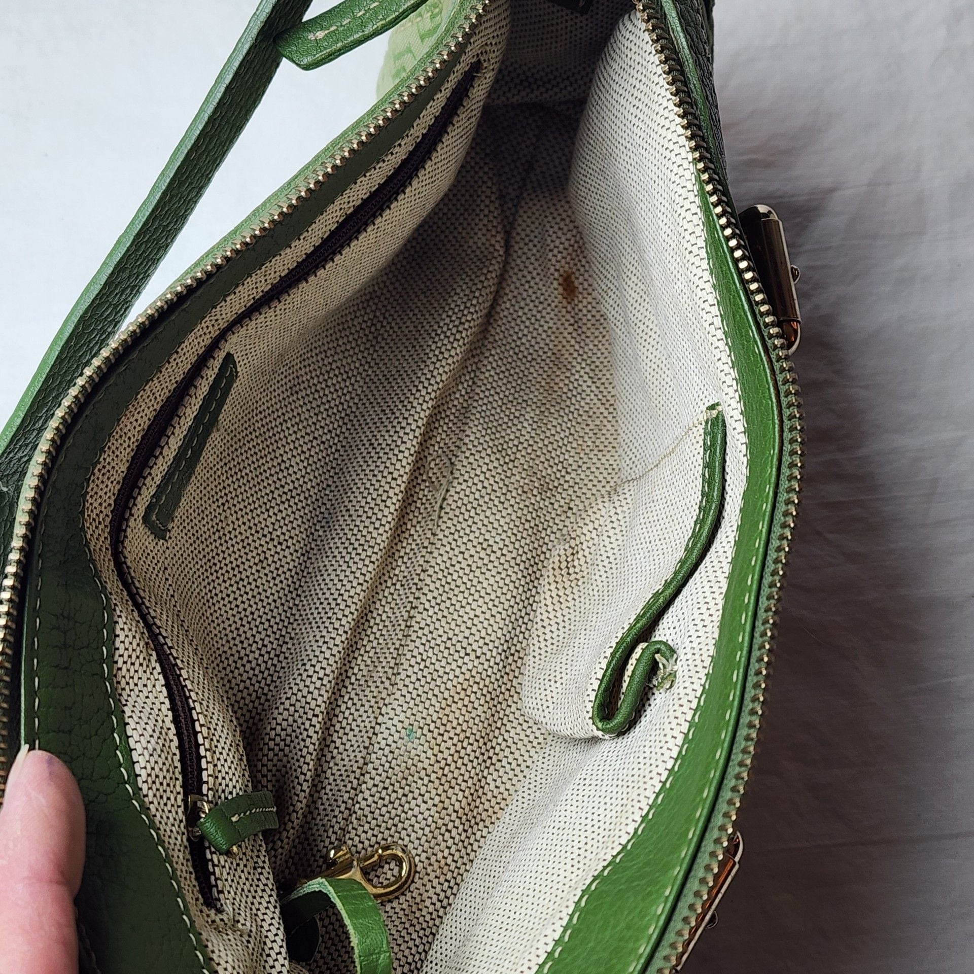 Dooney & Bourke Y2K Signature DB Monogram Double Pocket Shoulder Bag – Green 10