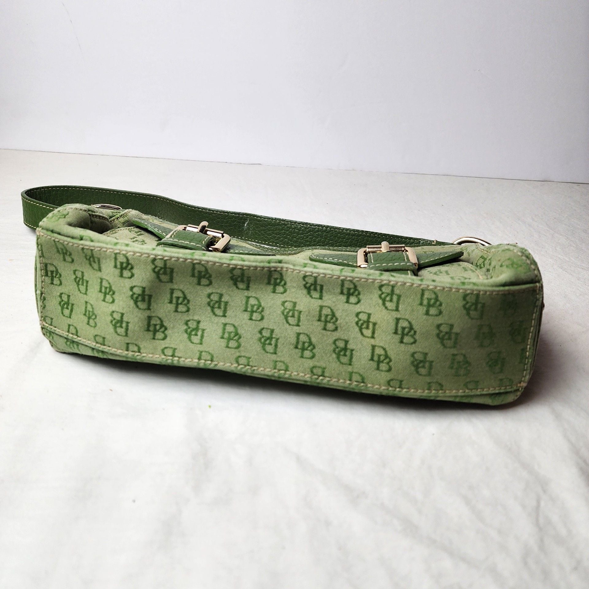 Dooney & Bourke Y2K Signature DB Monogram Double Pocket Shoulder Bag – Green 17