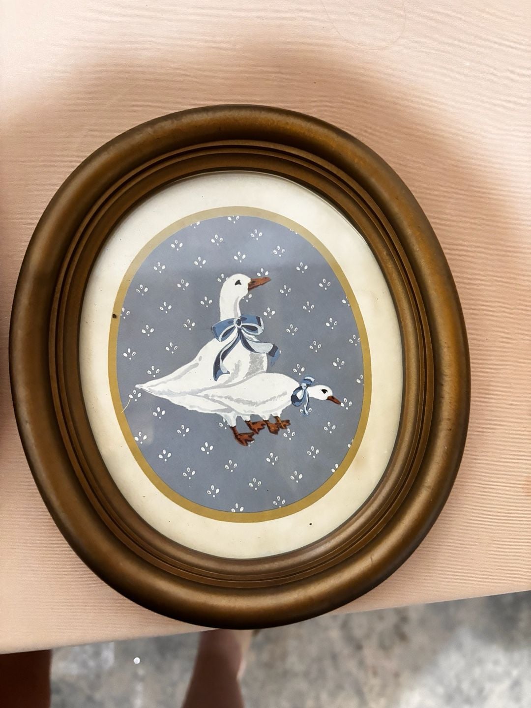 Vintage Oval Wall Art Framed Goose Print Set of 2 Country Decor 2