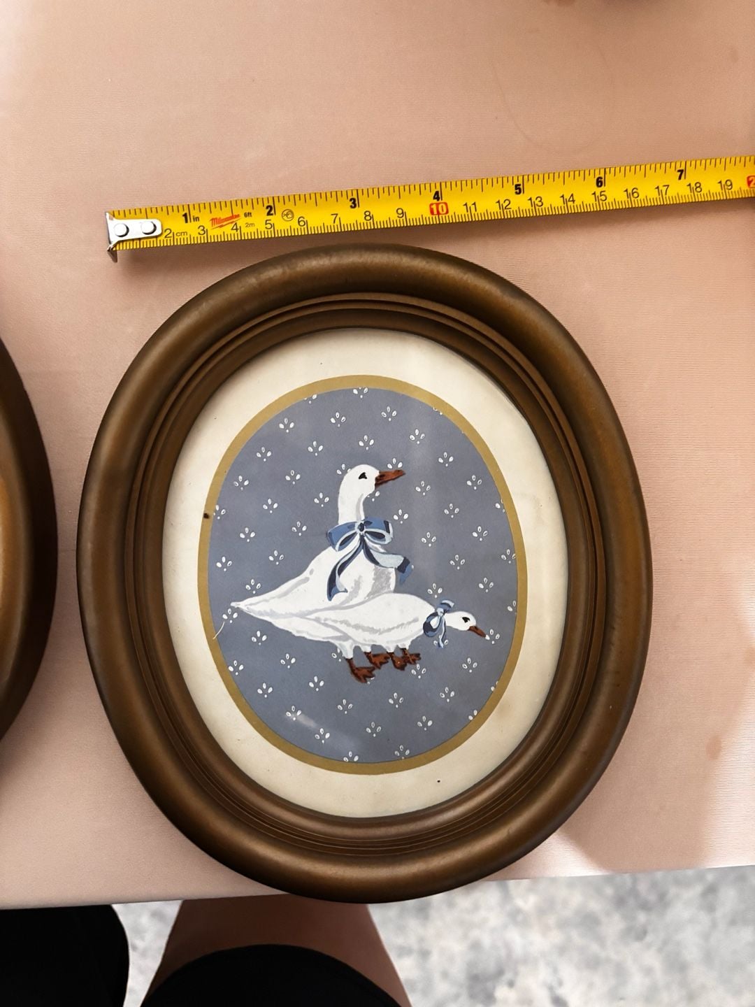Vintage Oval Wall Art Framed Goose Print Set of 2 Country Decor 3