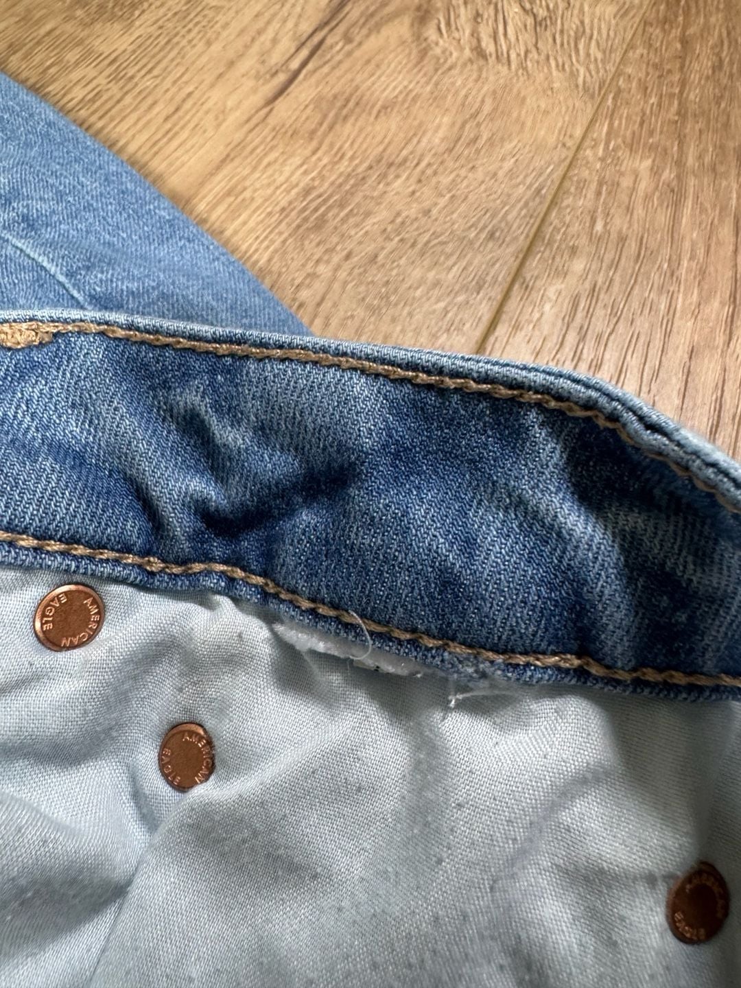American Eagle Super High Rise Baggy Wide Leg Jeans Blue 29x29 Approx 7