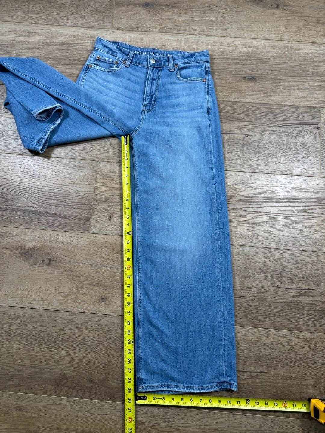 American Eagle Super High Rise Baggy Wide Leg Jeans Blue 29x29 Approx 10