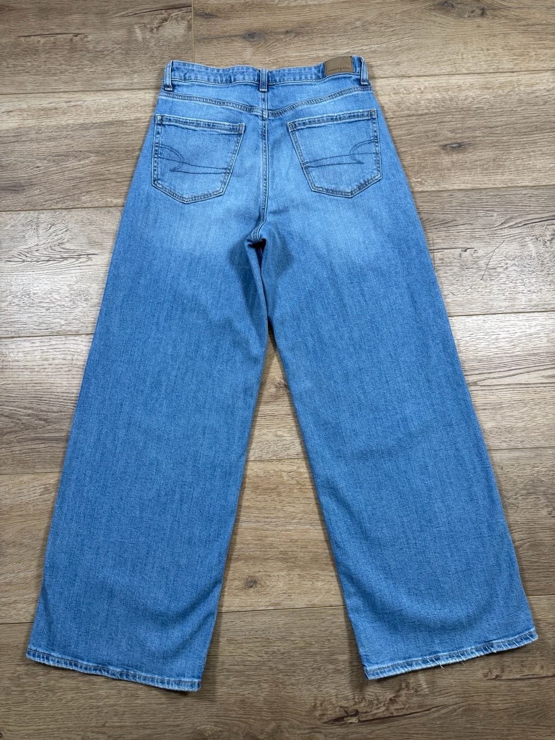 American Eagle Super High Rise Baggy Wide Leg Jeans Blue 29x29 Approx 11