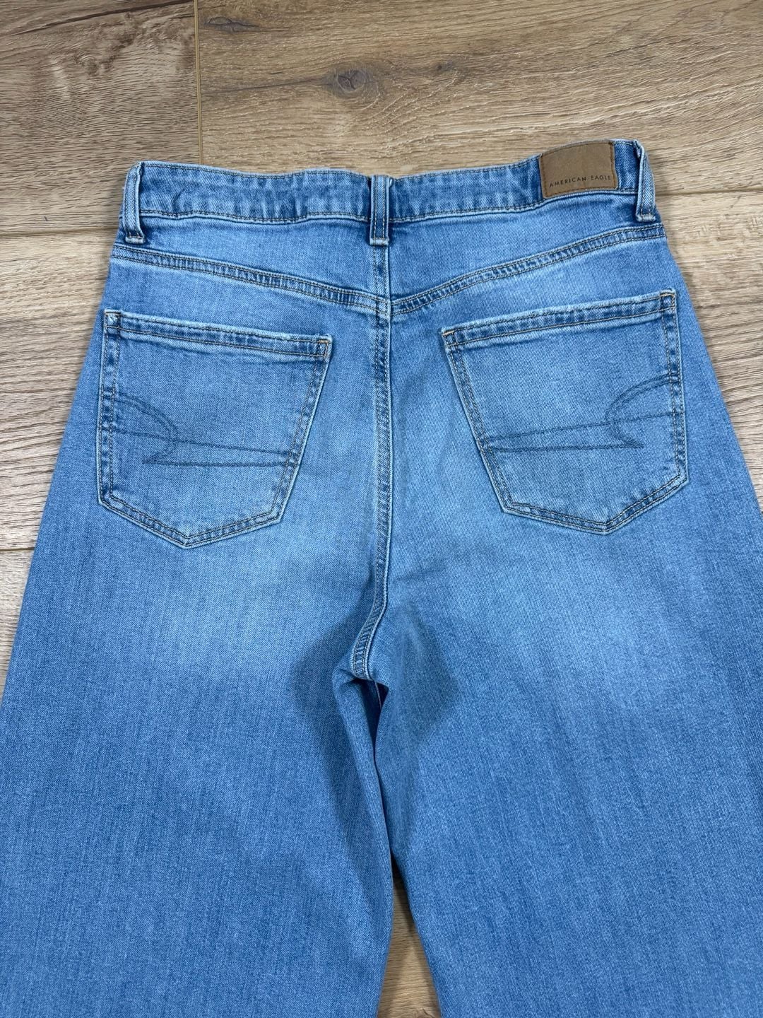 American Eagle Super High Rise Baggy Wide Leg Jeans Blue 29x29 Approx 12