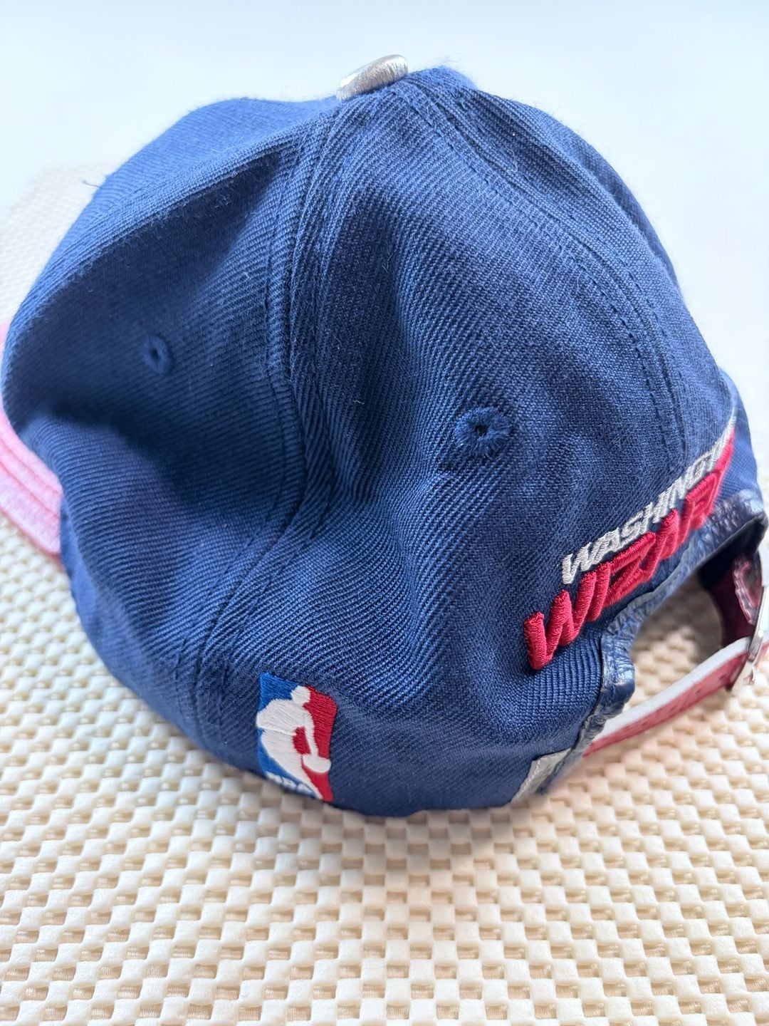 Pro Standard Washington Wizards Strapback Hat Navy Red Leather Visor 3