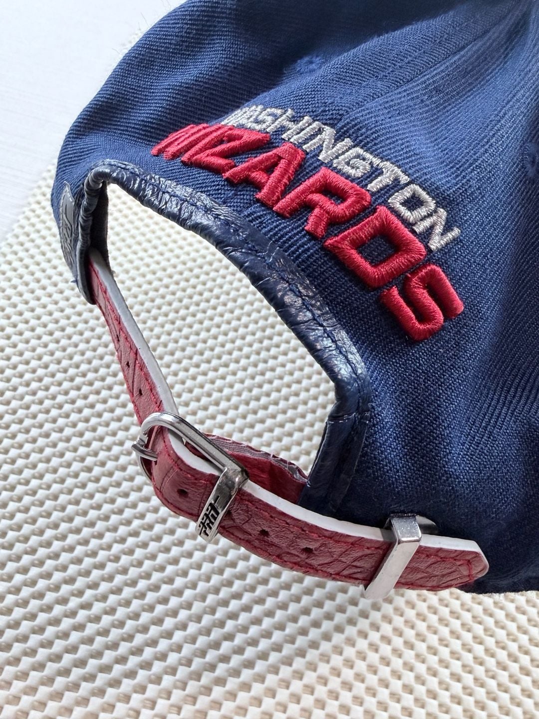 Pro Standard Washington Wizards Strapback Hat Navy Red Leather Visor 4