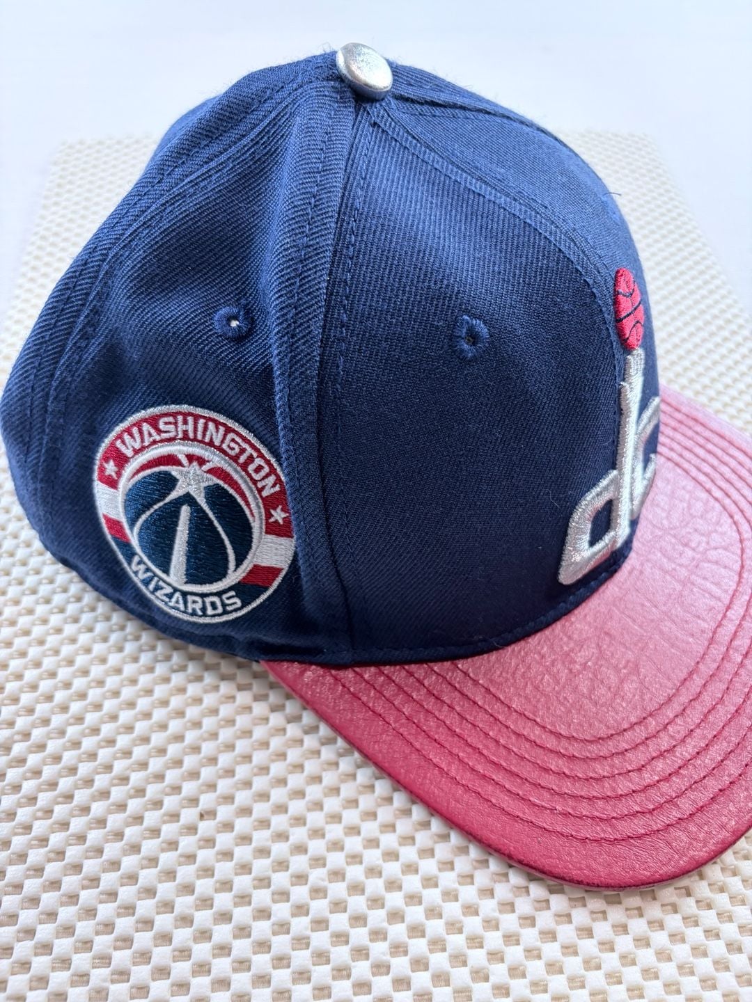 Pro Standard Washington Wizards Strapback Hat Navy Red Leather Visor 5