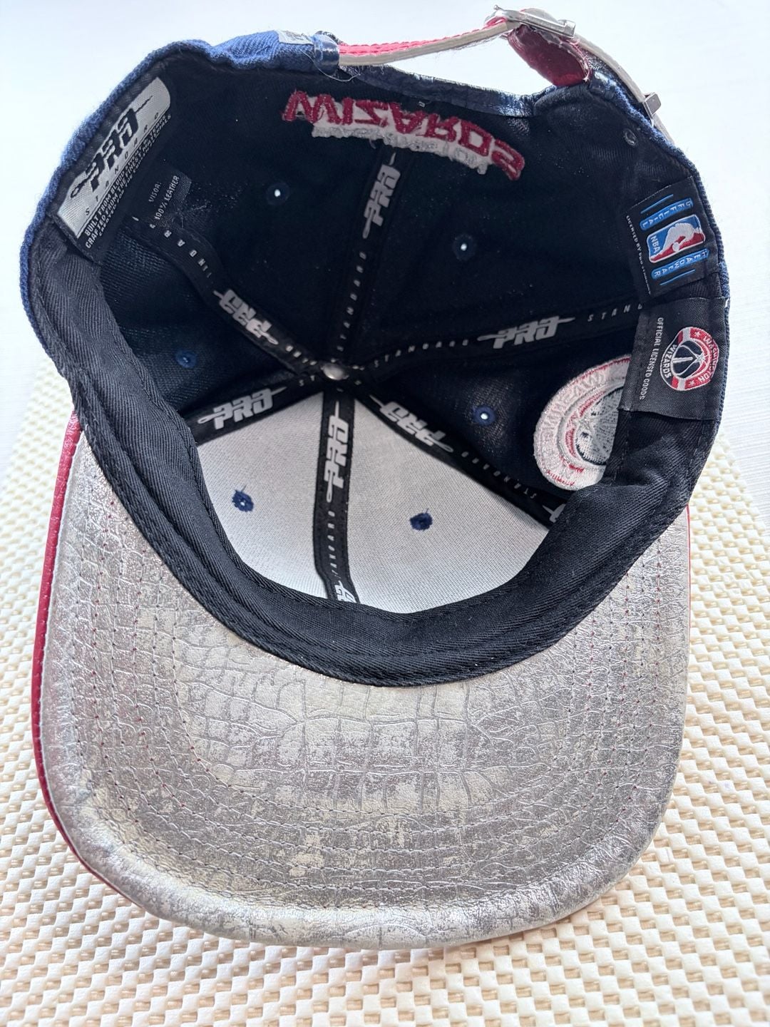 Pro Standard Washington Wizards Strapback Hat Navy Red Leather Visor 6