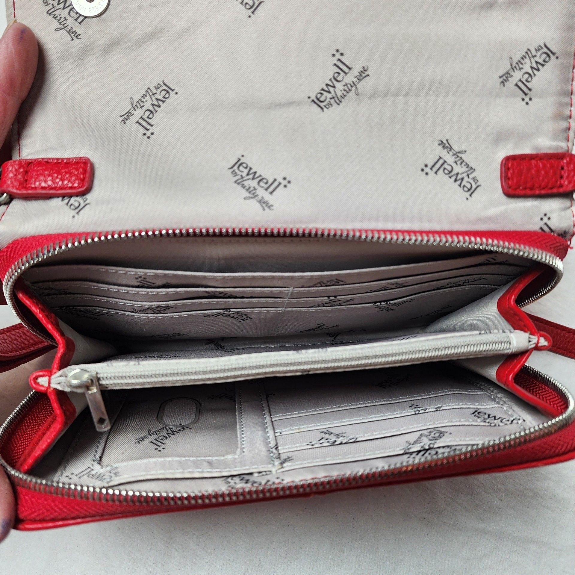 Jewell By Thirty-One Red Pebbled Leather Crossbody Bag Purse Wallet 7