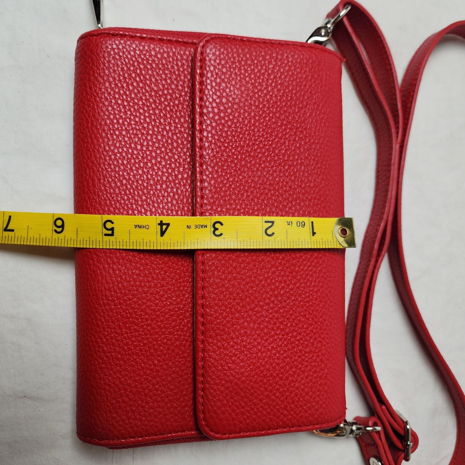 Jewell By Thirty-One Red Pebbled Leather Crossbody Bag Purse Wallet 10