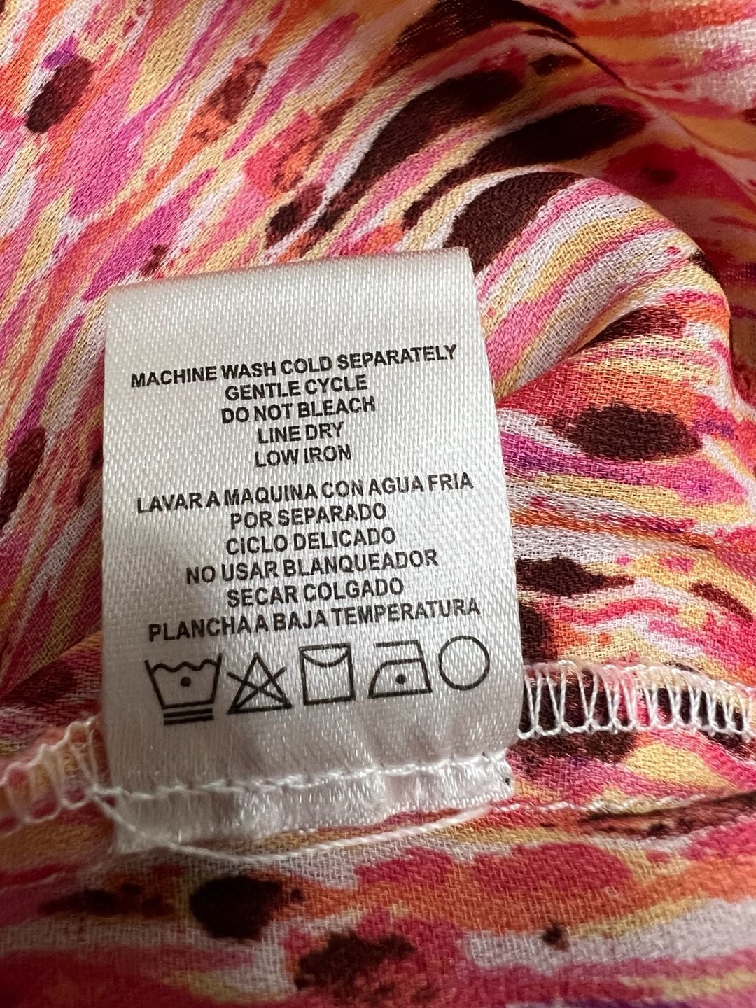 Ninety Clothing Co Women’s Petite XL Blouse Pink Abstract Flutter Sleeve 9
