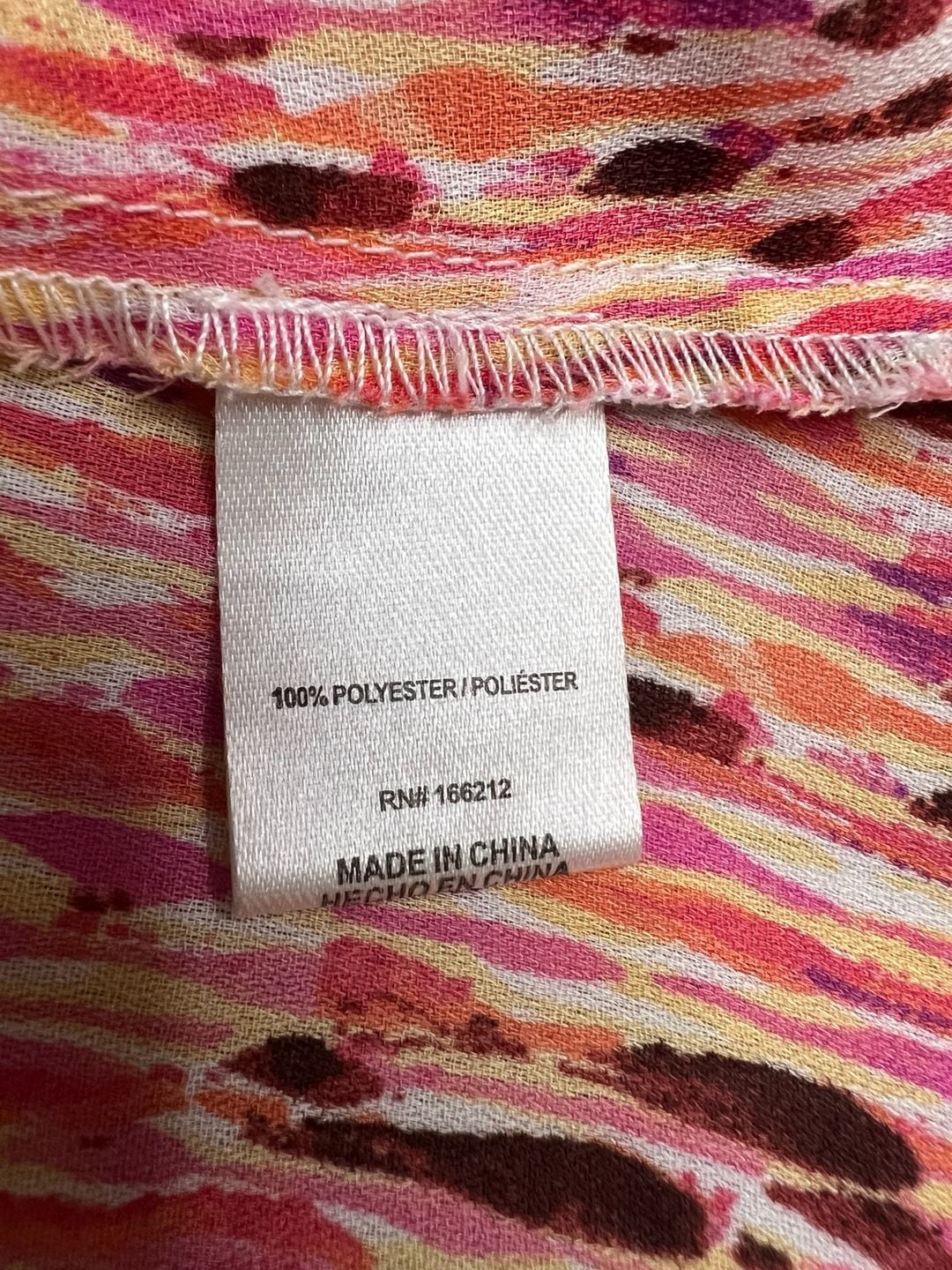 Ninety Clothing Co Women’s Petite XL Blouse Pink Abstract Flutter Sleeve 10