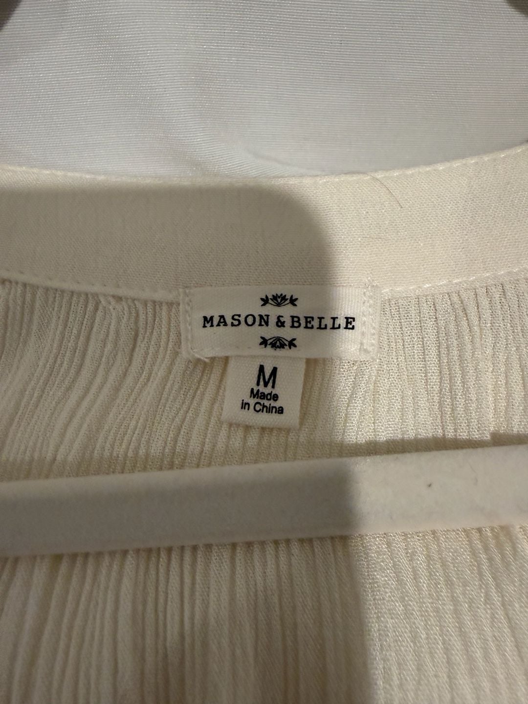 Mason & Belle Floral Embroidered Blouse Size M Off White 5