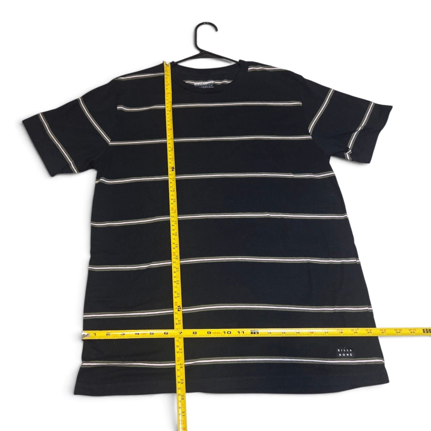 Billabong Striped T-Shirt Size Large Black Tailored Fit 3
