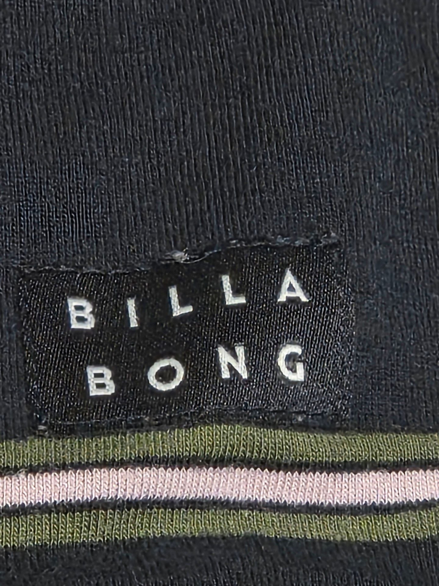 Billabong Striped T-Shirt Size Large Black Tailored Fit 4