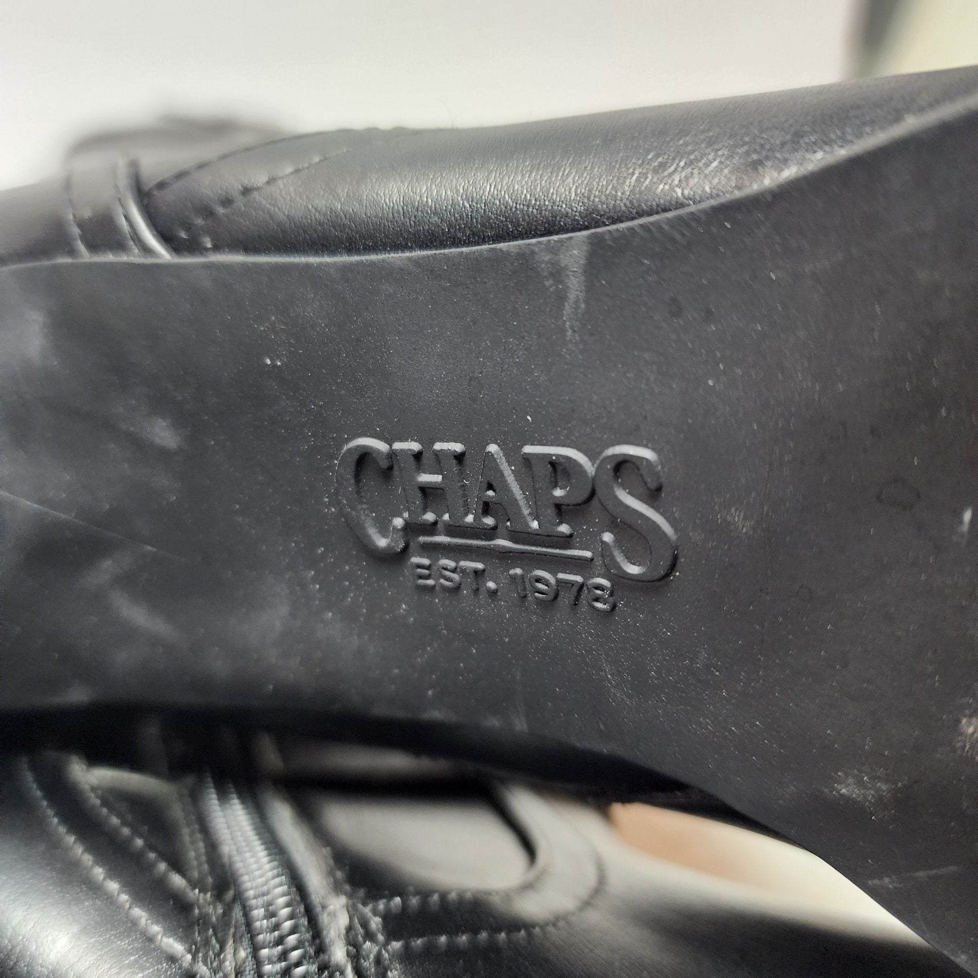 Chaps Black Faux Leather Knee High Heeled Boots Size 8 11