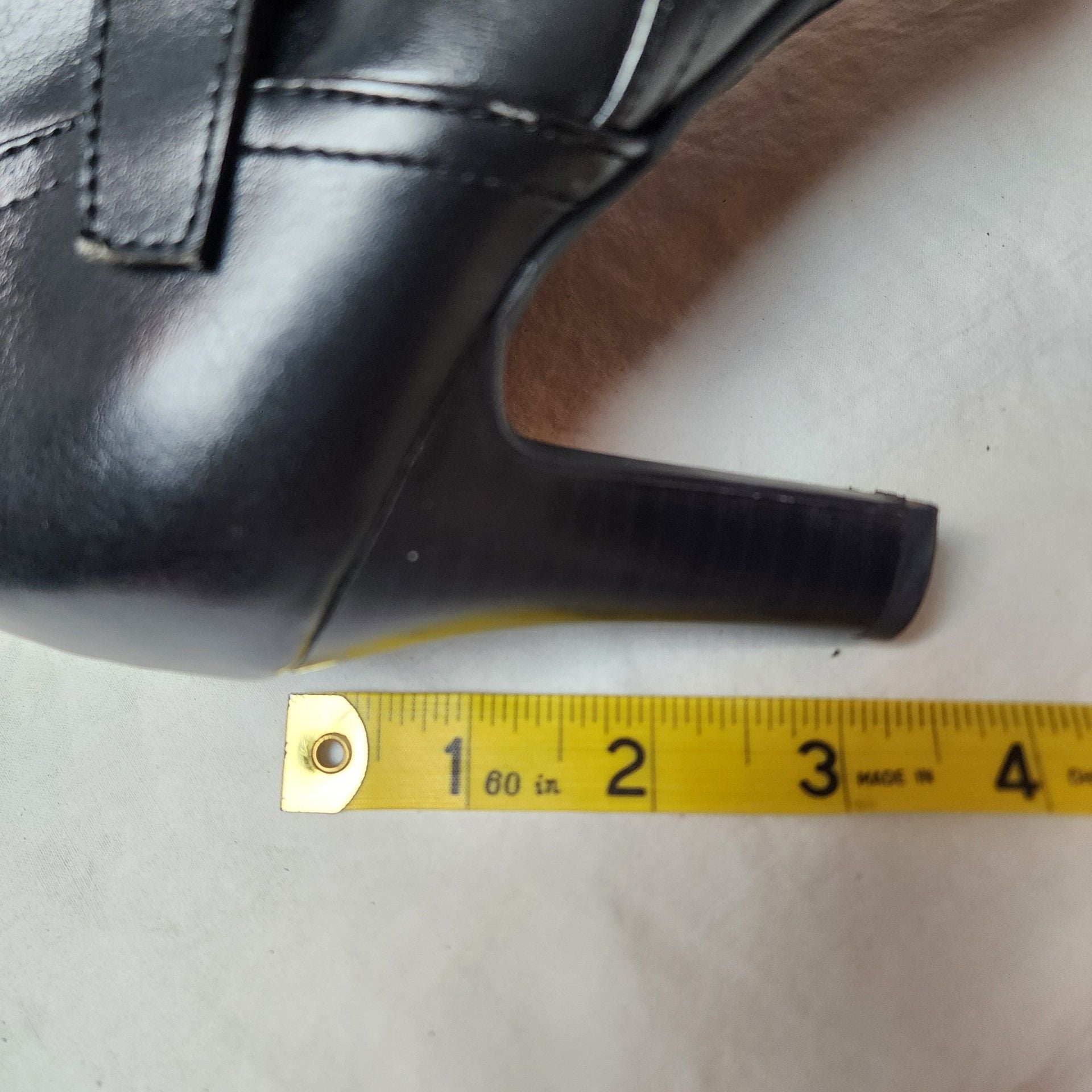 Chaps Black Faux Leather Knee High Heeled Boots Size 8 12