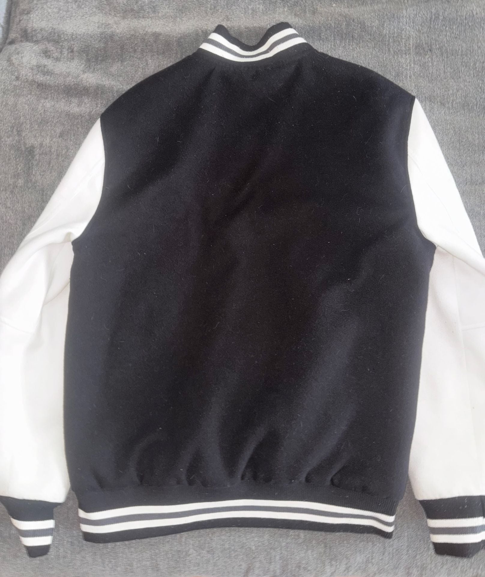 Ecko Unltd Varsity Jacket Size Large Black White Letterman Bomber 7