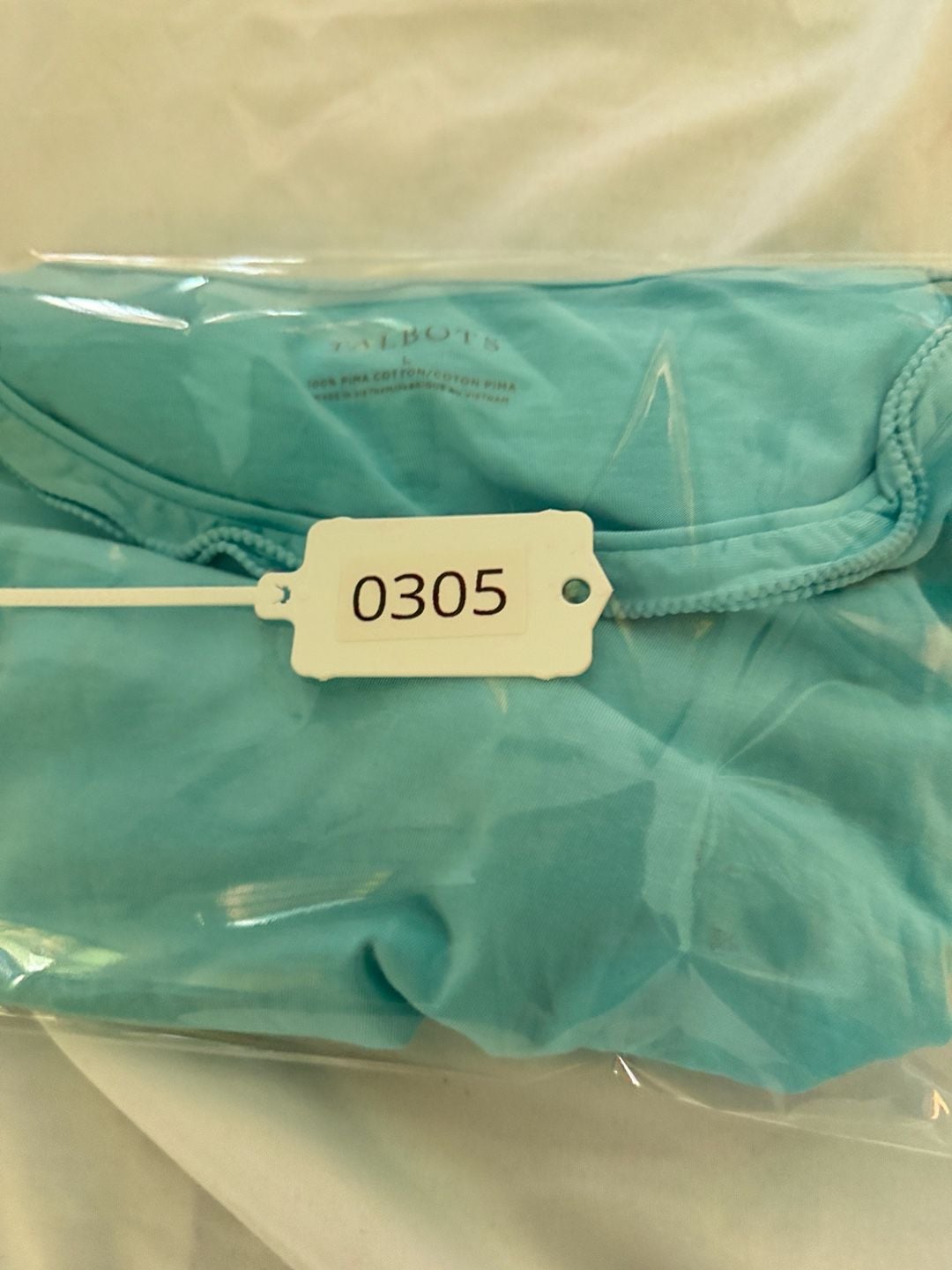 Talbots Pima Cascade Crewneck Tee Size L Green Ruffle Collar Short Sleeve 11