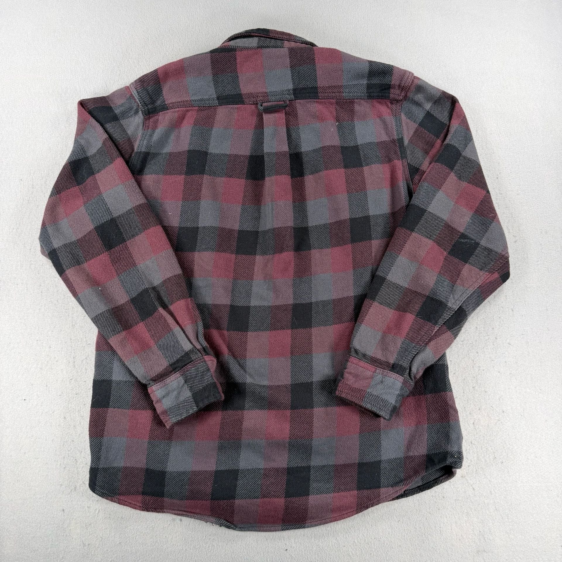 Orvis Heavy Flannel Shirt Size M Burgundy Plaid 3