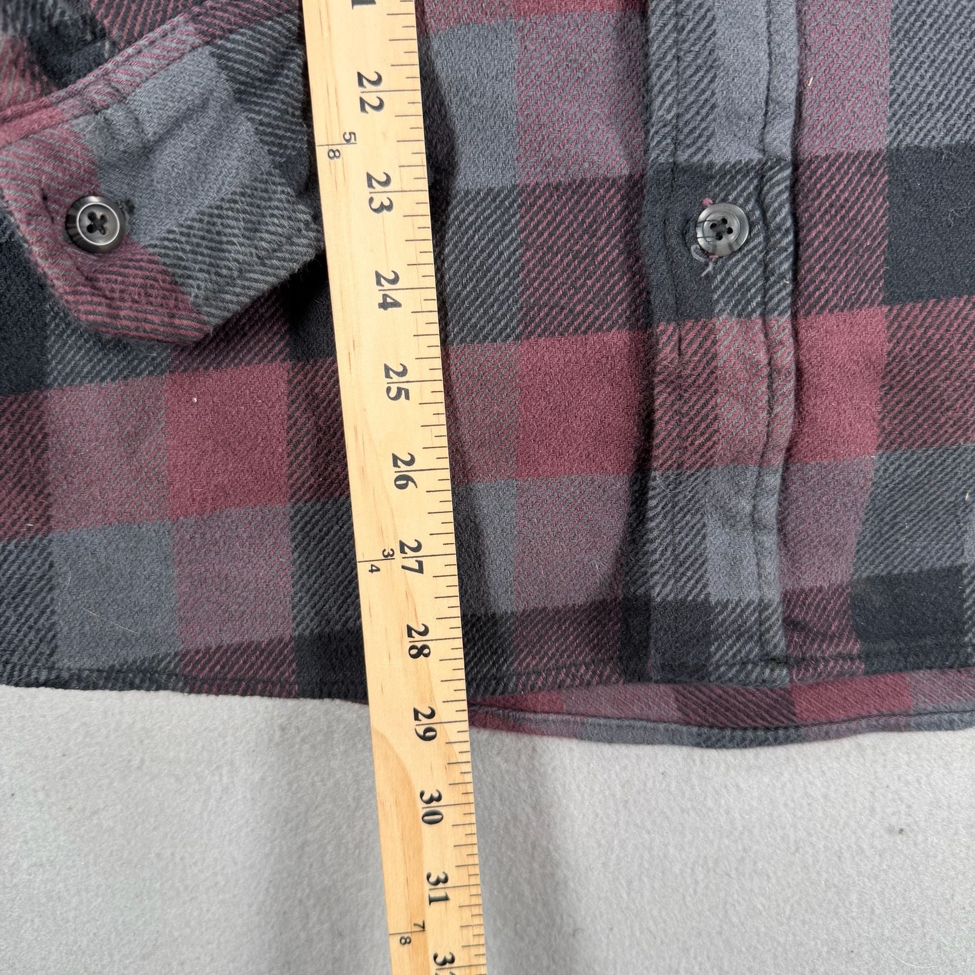 Orvis Heavy Flannel Shirt Size M Burgundy Plaid 5