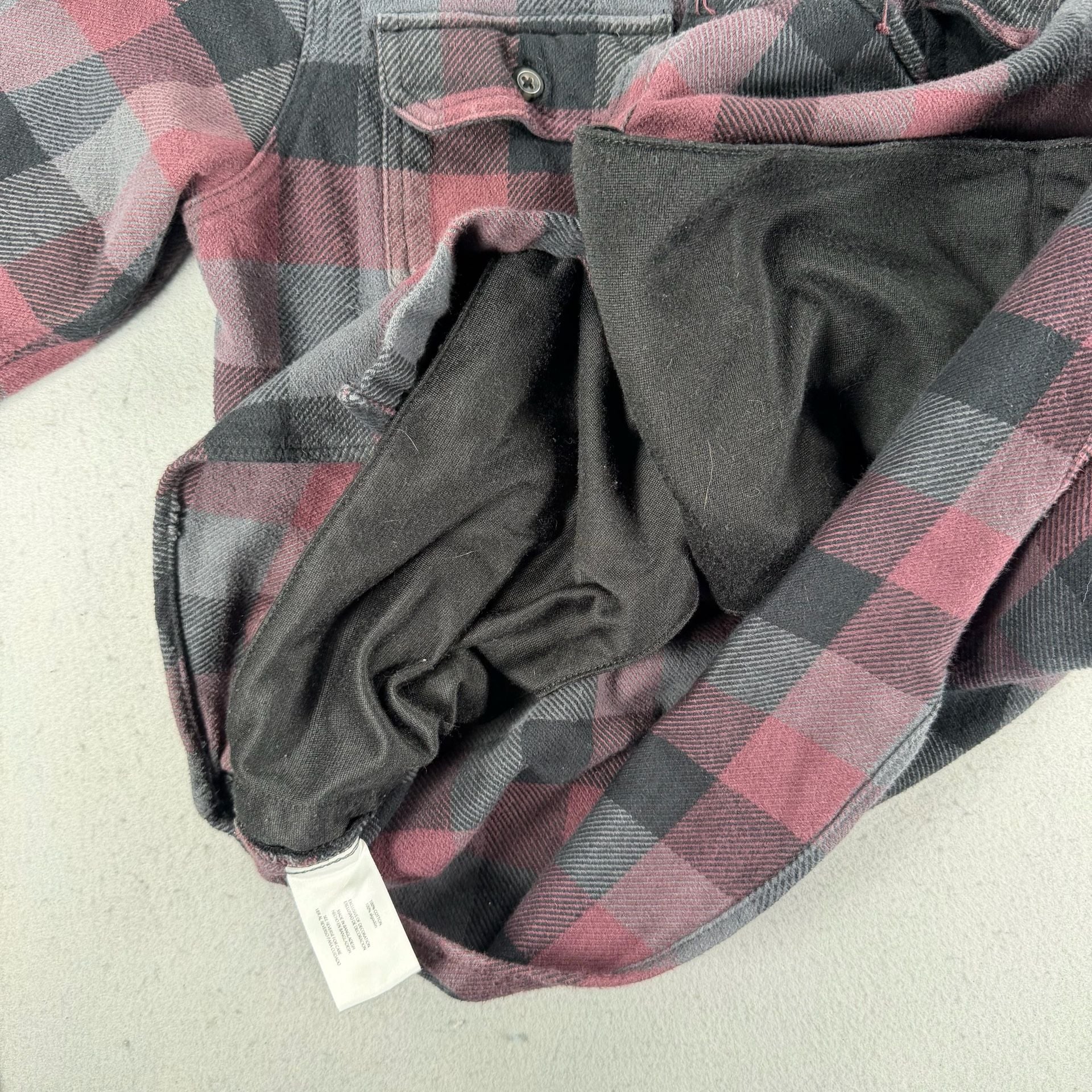 Orvis Heavy Flannel Shirt Size M Burgundy Plaid 8