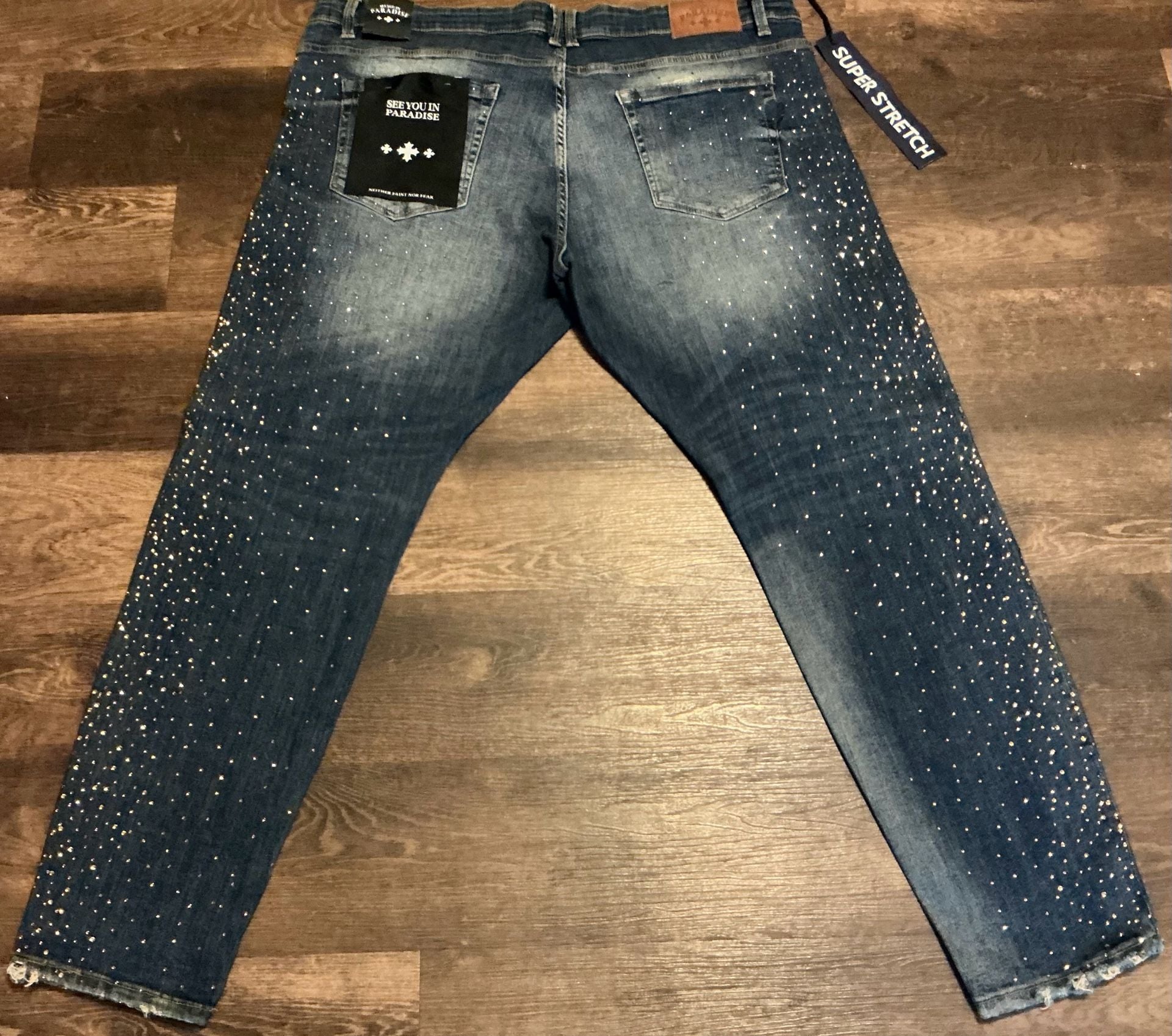 See You In Paradise Ultralight Beam Rhinestone Super Stretch Jeans – Sky Blue 7