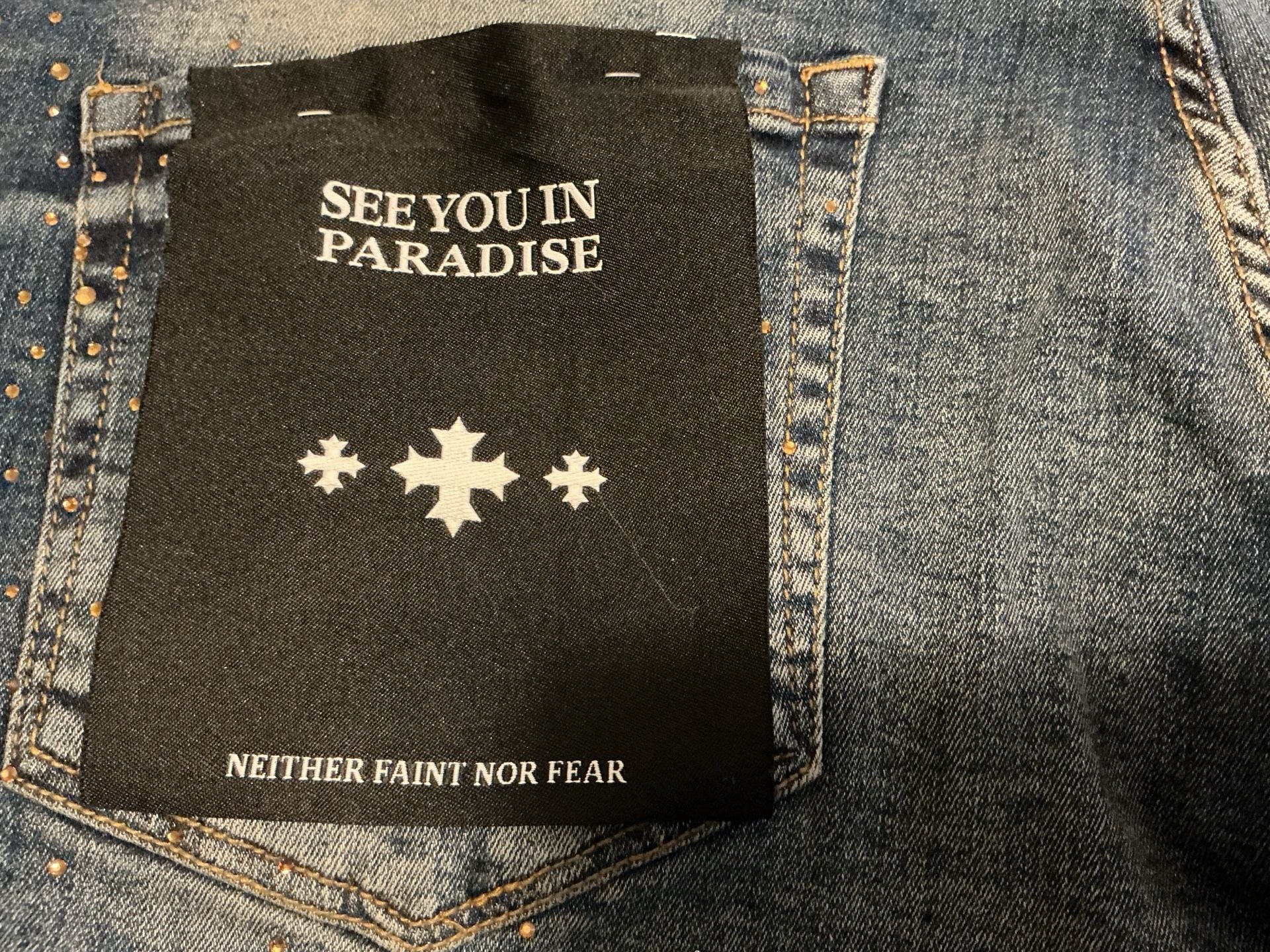 See You In Paradise Ultralight Beam Rhinestone Super Stretch Jeans – Sky Blue 15