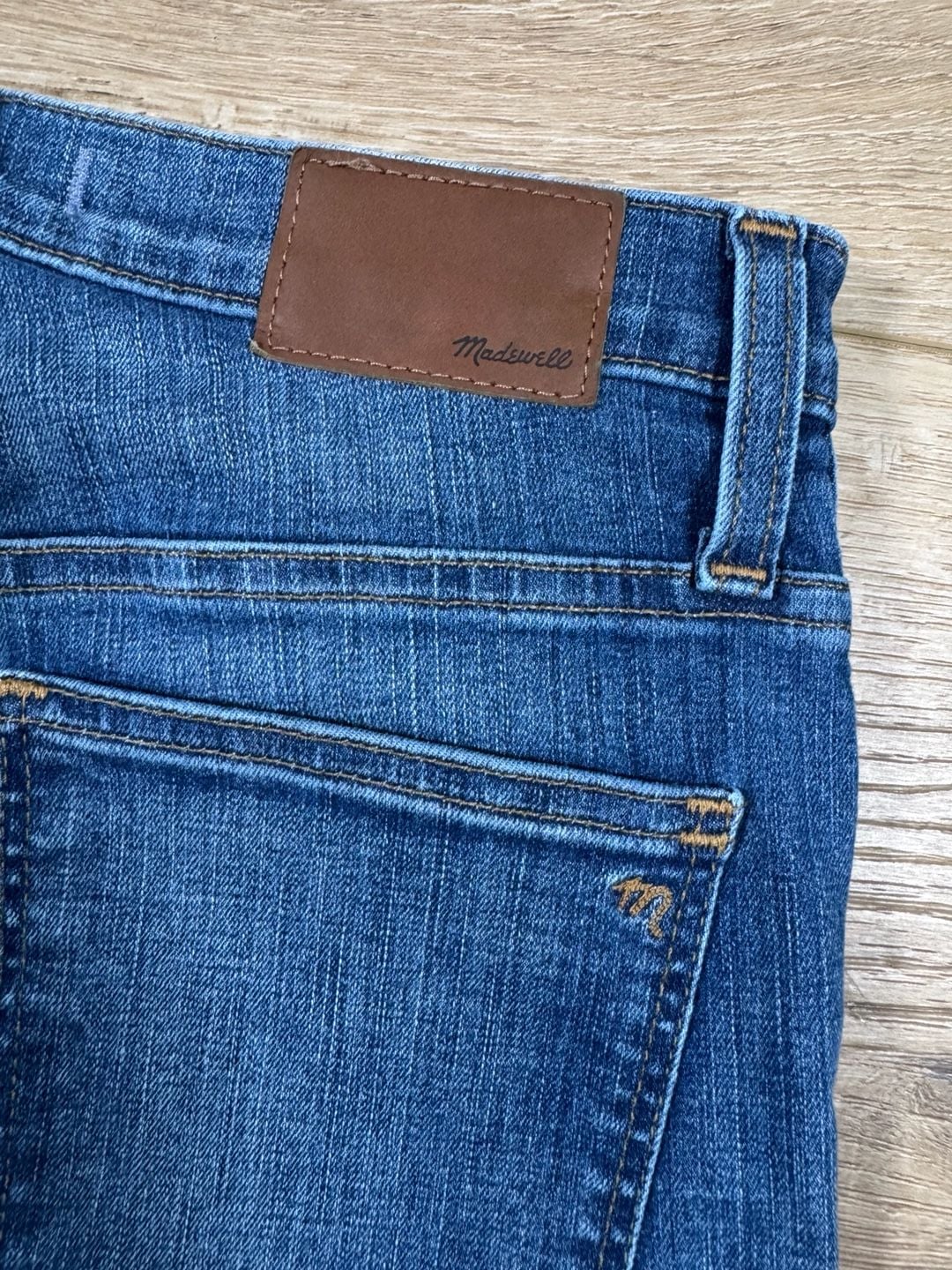 Madewell 10” High Rise Skinny Jeans Drop Step Hem Distressed Blue Size 28 15