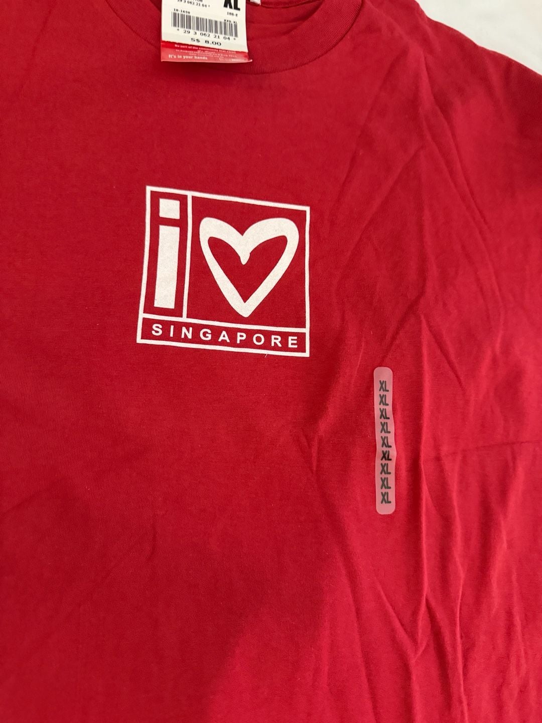 Giordano NDP Tee Size XL Red I Love Singapore Graphic T-Shirt New 3