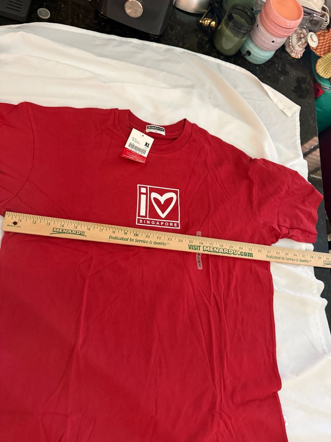 Giordano NDP Tee Size XL Red I Love Singapore Graphic T-Shirt New 7