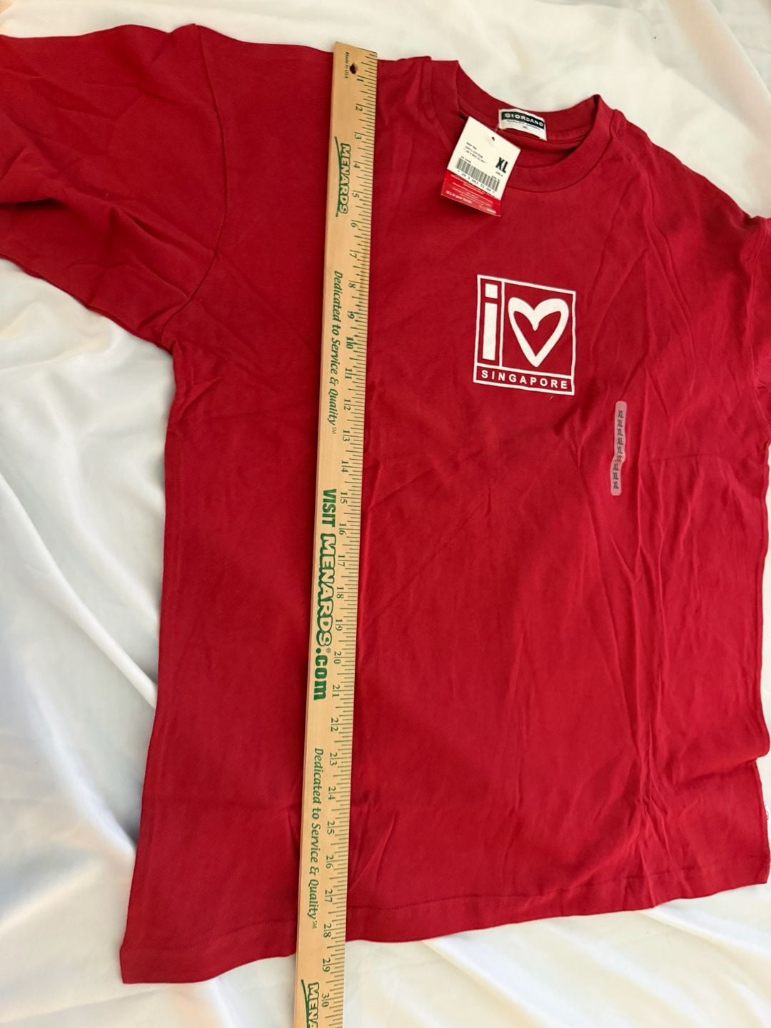 Giordano NDP Tee Size XL Red I Love Singapore Graphic T-Shirt New 8