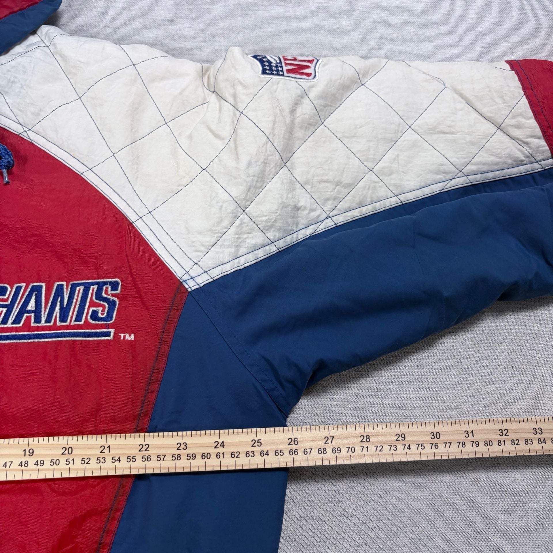 Starter New York Giants NFL Vintage Hooded Puffer Jacket Size M 8