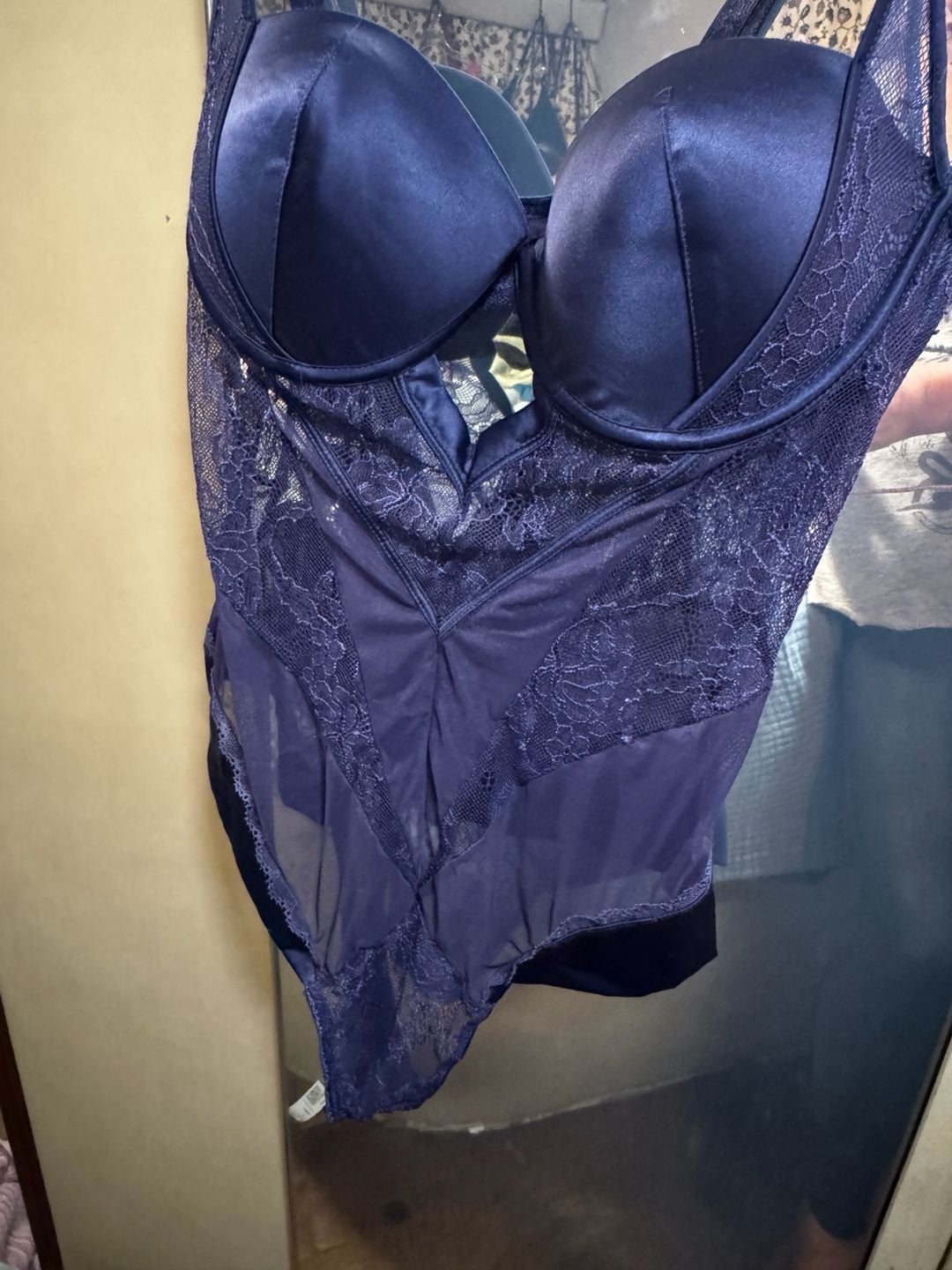 Oh La La Cheri Martina Purple Haze Strappy Lace Bodysuit Size L 3