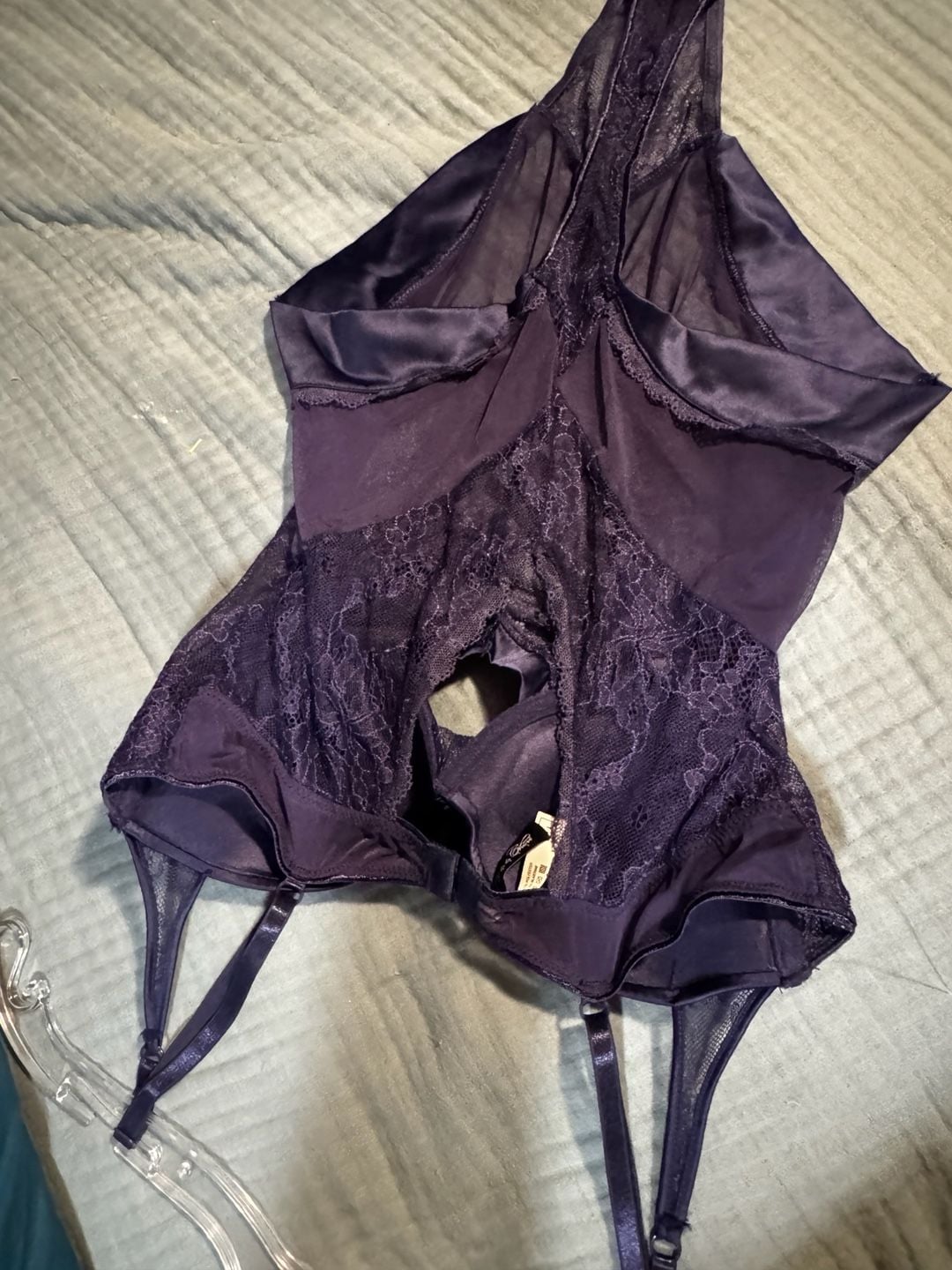 Oh La La Cheri Martina Purple Haze Strappy Lace Bodysuit Size L 7