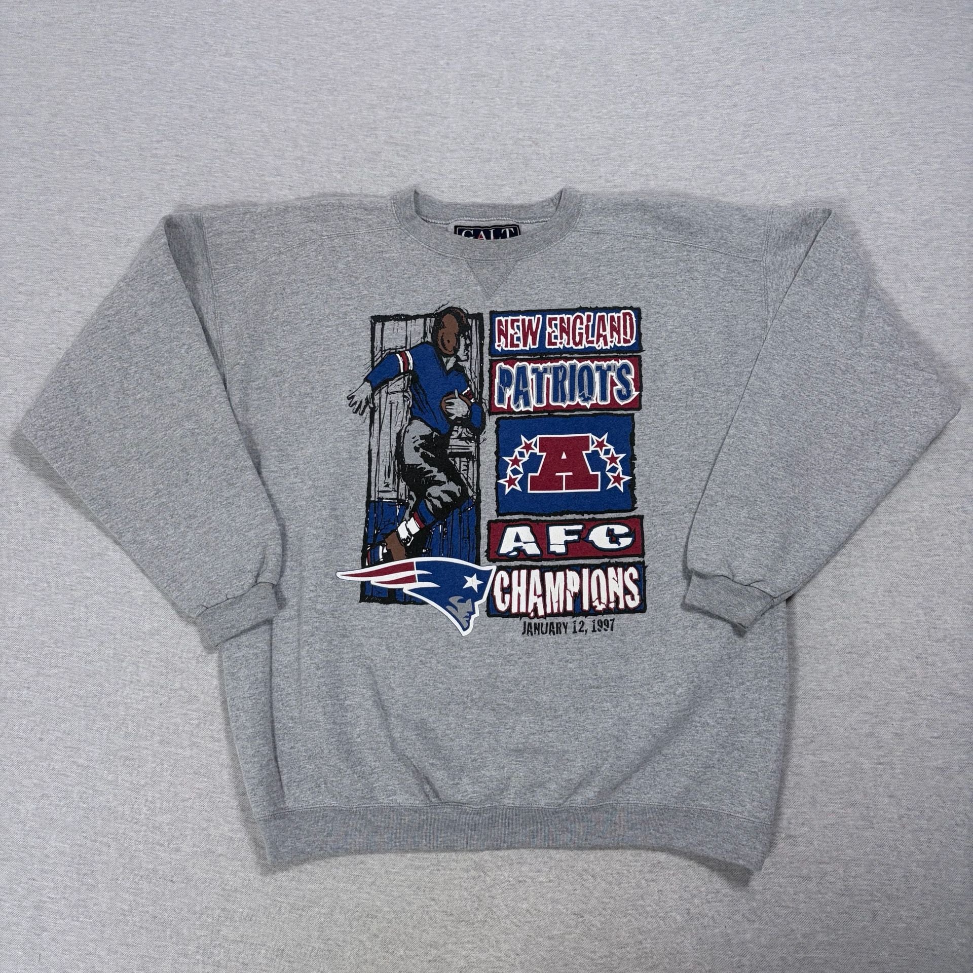 Galt Sand New England Patriots AFC Champions Sweatshirt Size XL Grey 1997 2