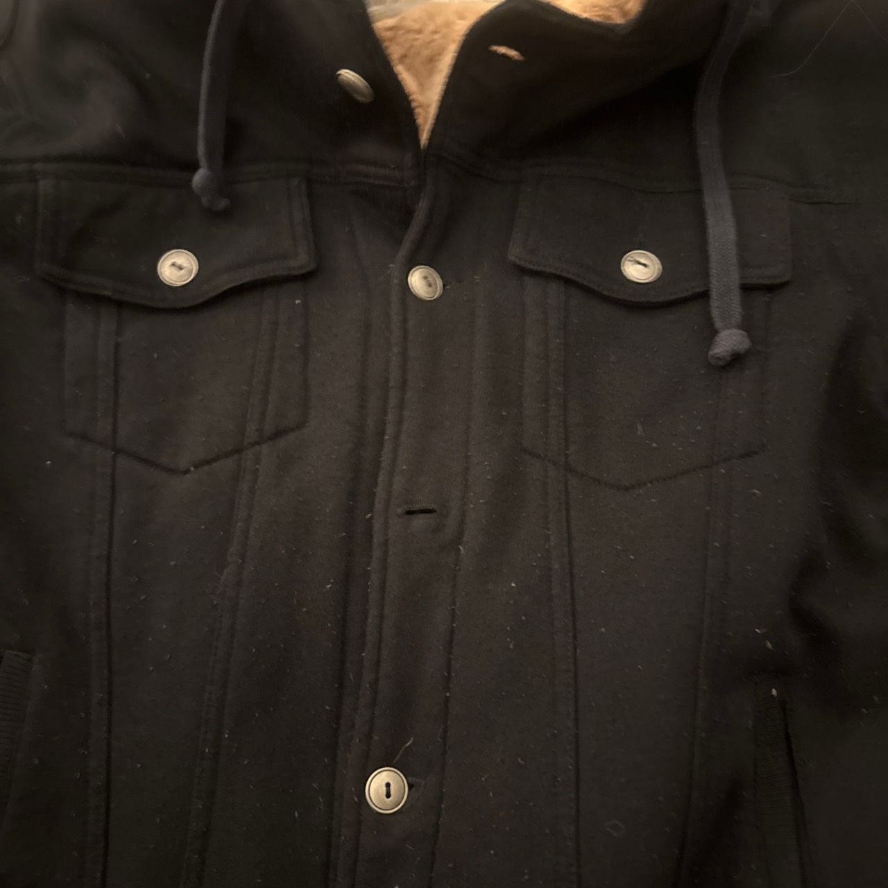 Levi's Sherpa Lined Hooded Trucker Jacket Size Large Black 7