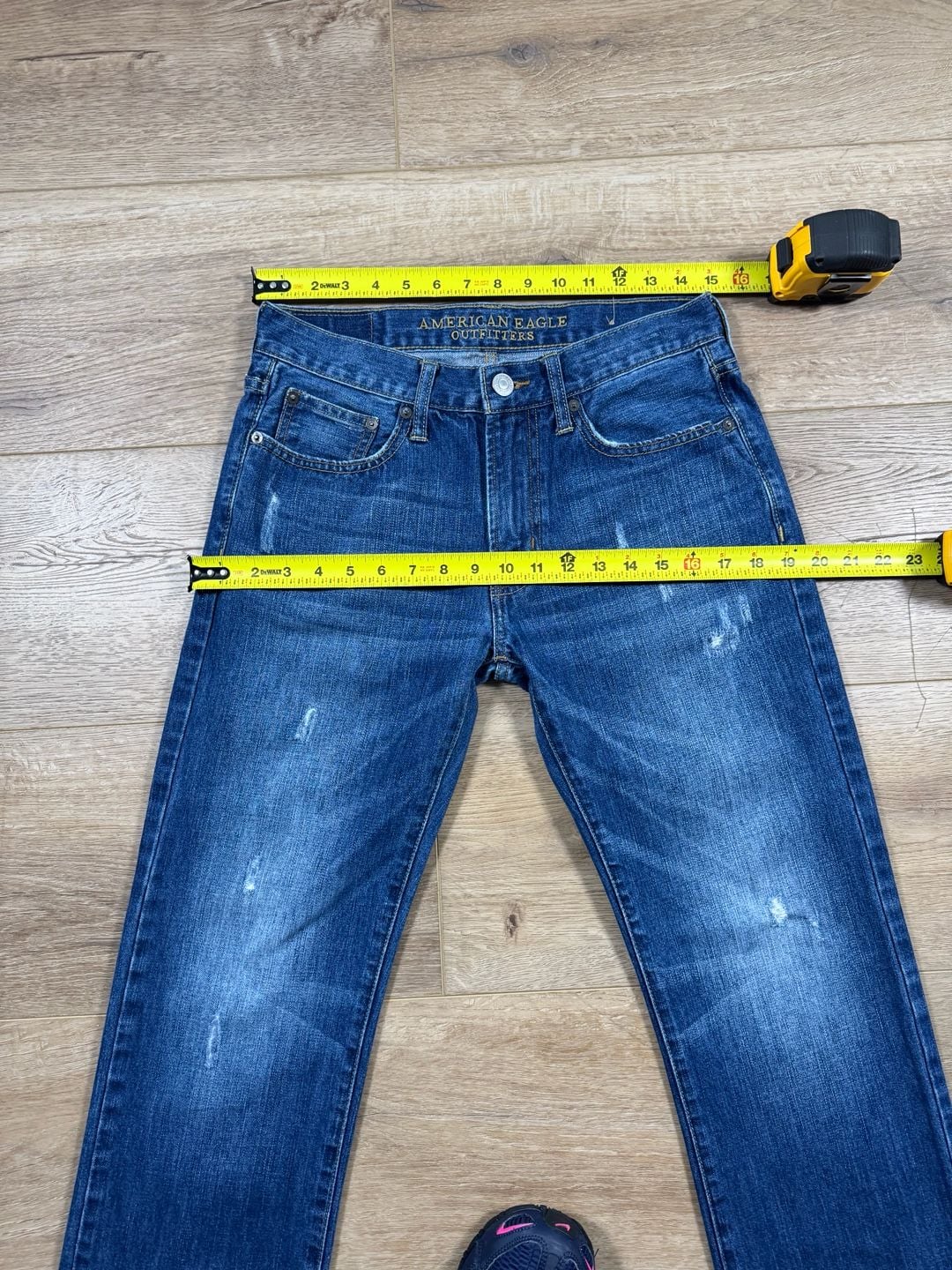 American Eagle Original Straight Men’s Jeans 29x30 Blue Distressed Denim 7