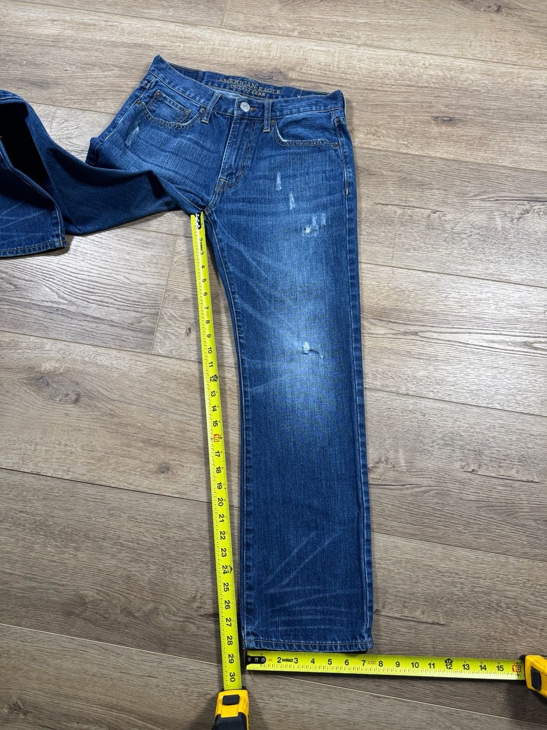 American Eagle Original Straight Men’s Jeans 29x30 Blue Distressed Denim 8