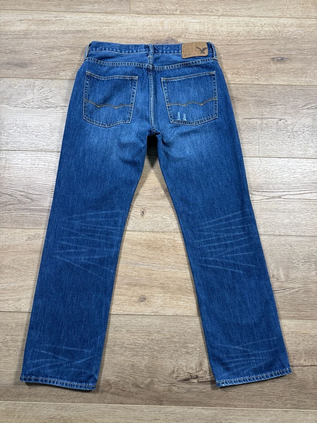 American Eagle Original Straight Men’s Jeans 29x30 Blue Distressed Denim 9